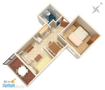 Plan Lokva Rogoznica, Plan in the apartment, dopusteni kucni ljubimci i WIFI.