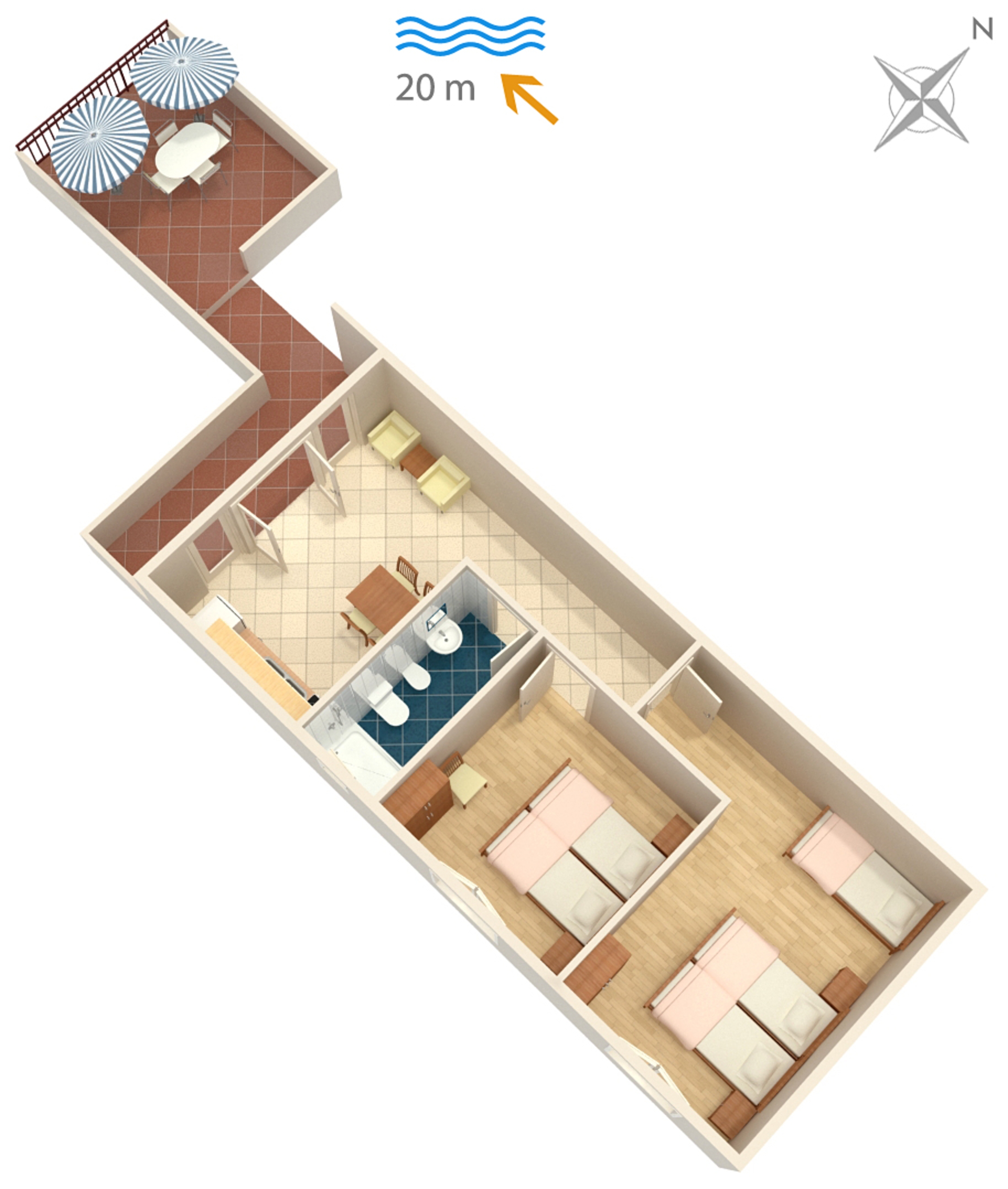 Two bedroom apartment near beach Luka Dubrava, Pelješac  A-a
