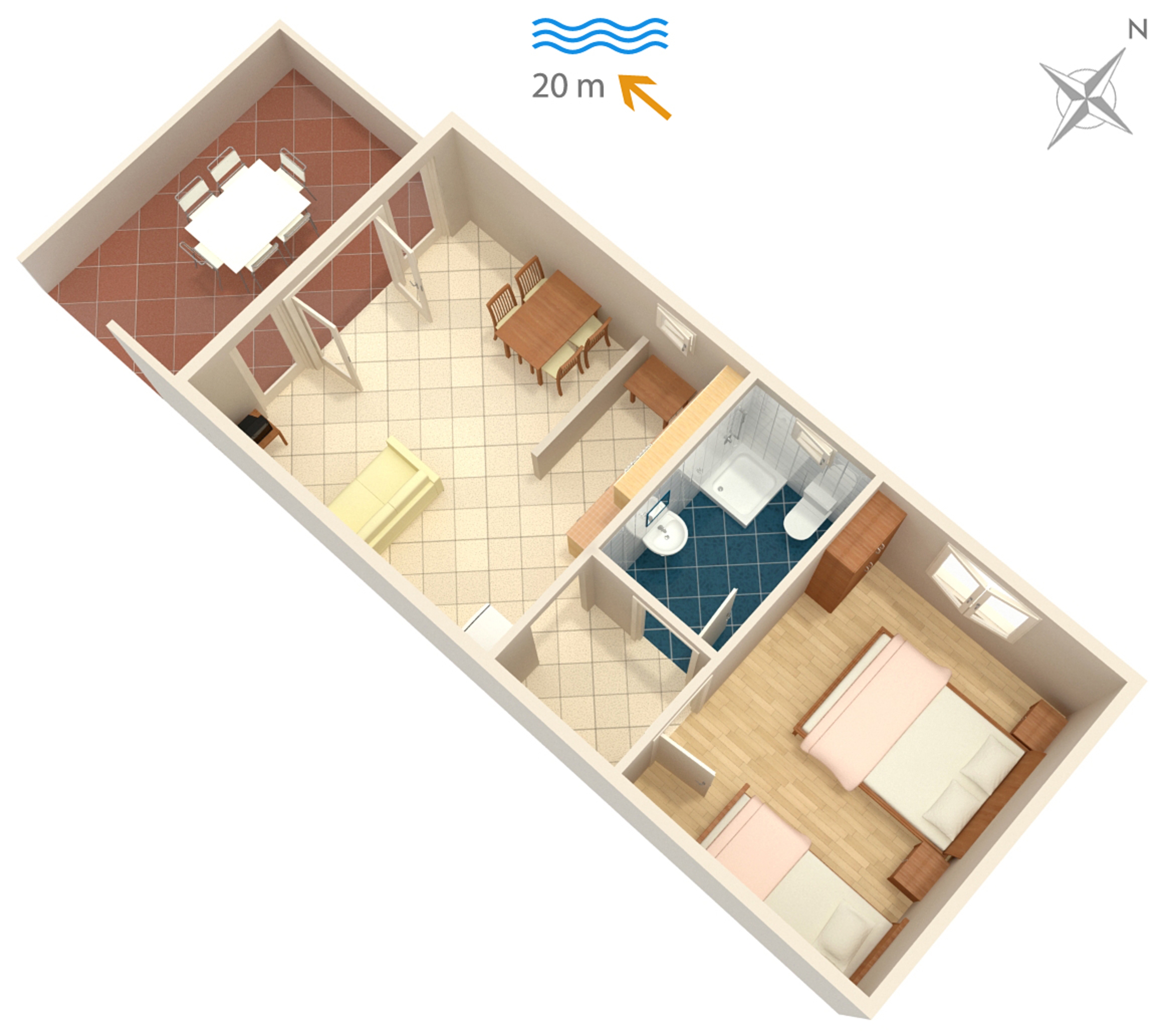 One bedroom apartment near beach Luka Dubrava, Pelješac  A-b