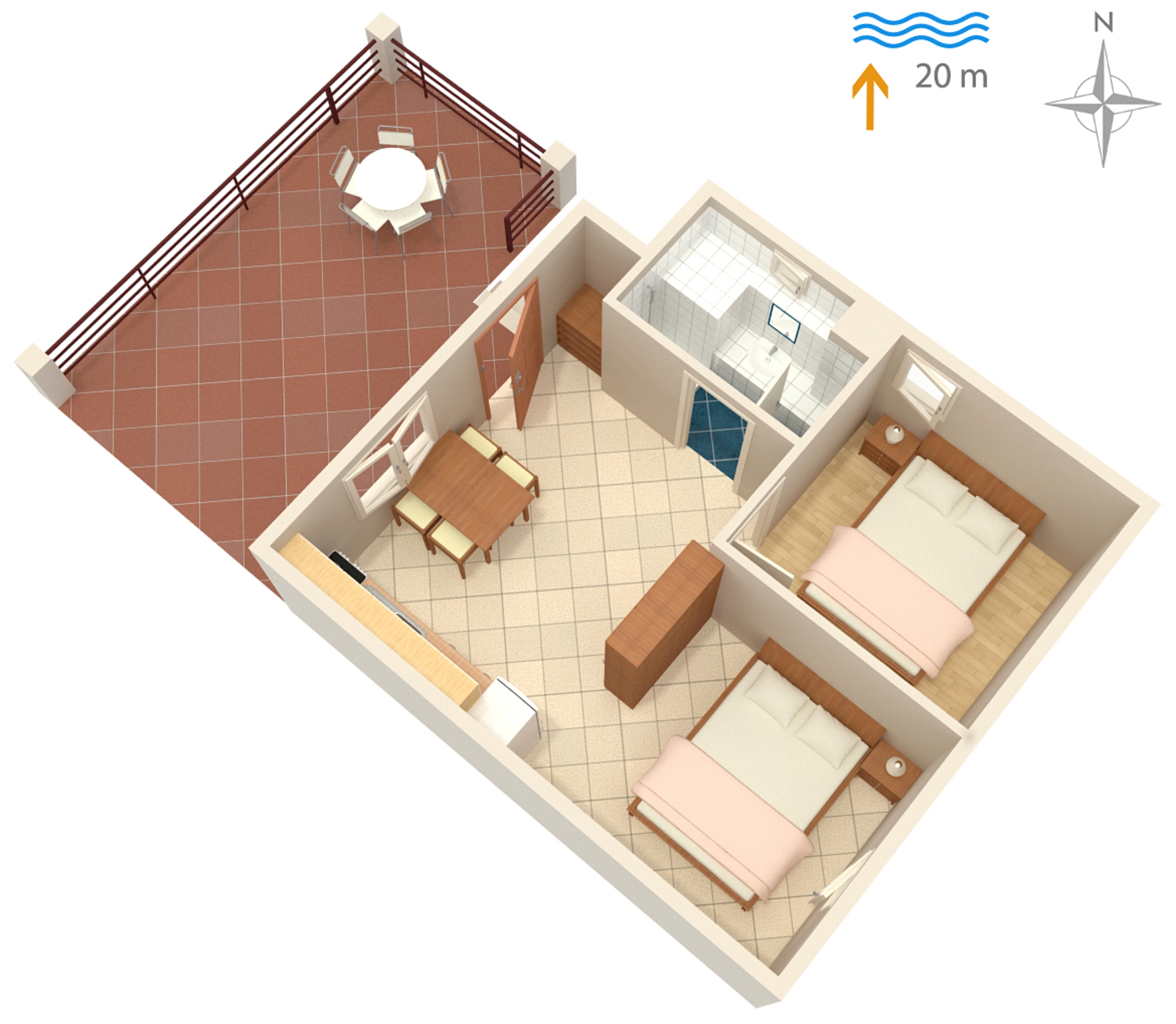 One bedroom apartment near beach Luka Dubrava, Pelješac  A-c