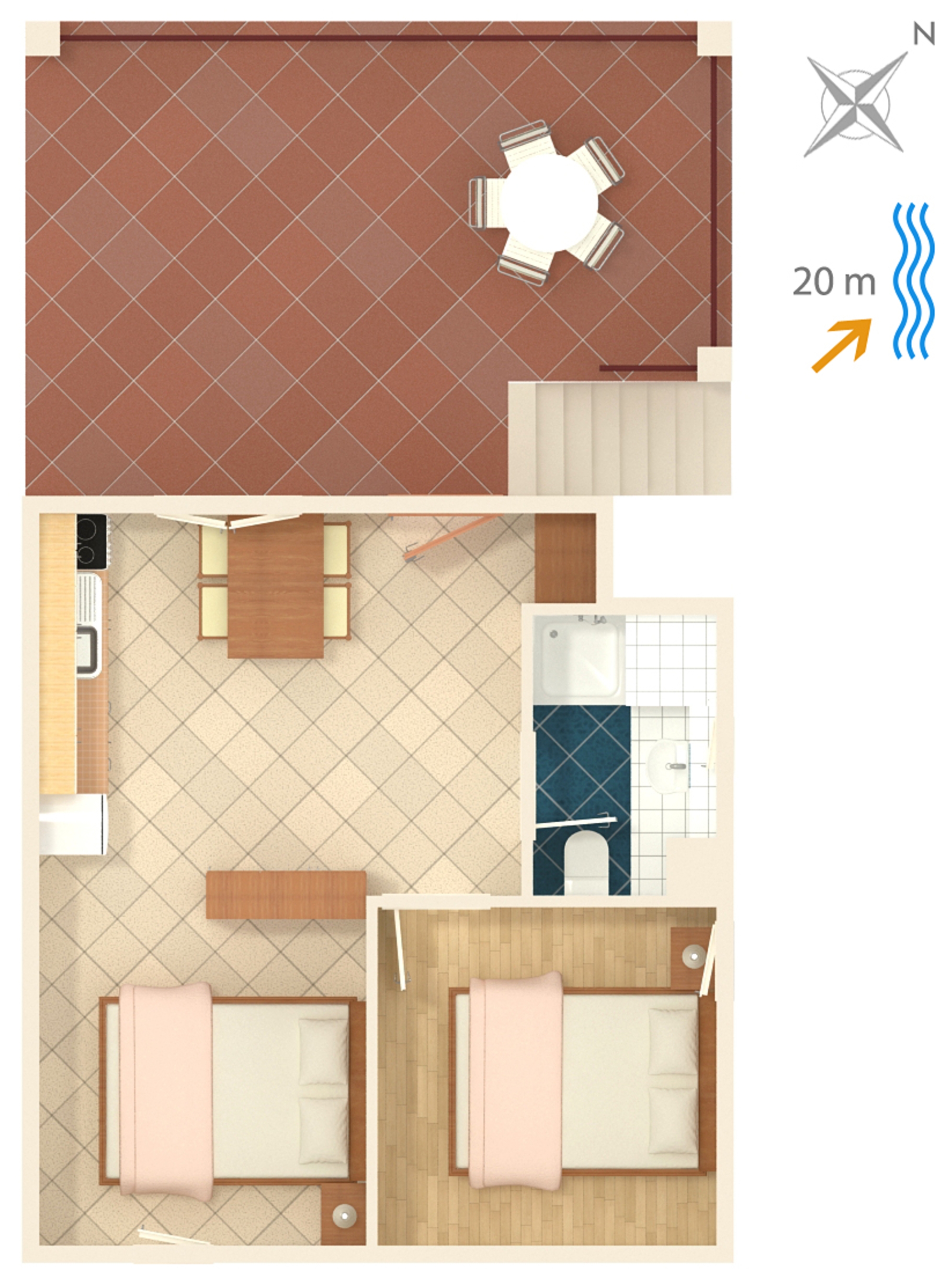 One bedroom apartment near beach Luka Dubrava, Pelješac  A-c
