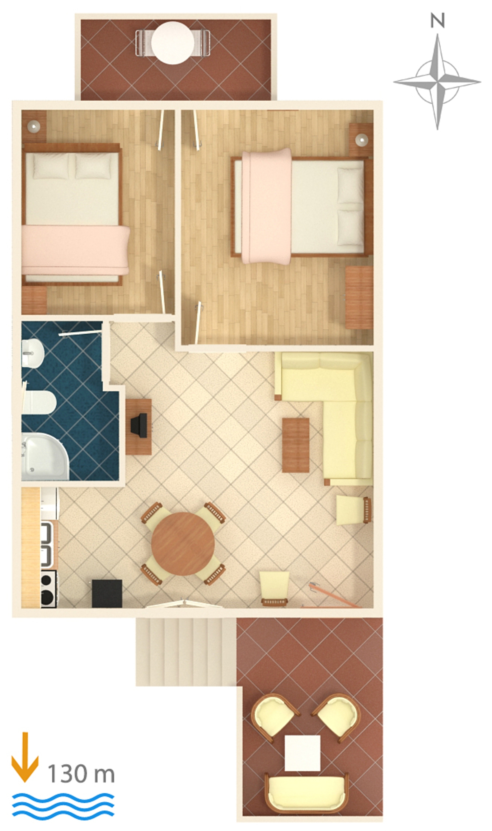 Two bedroom apartment with balcony Rogoznica  A-b