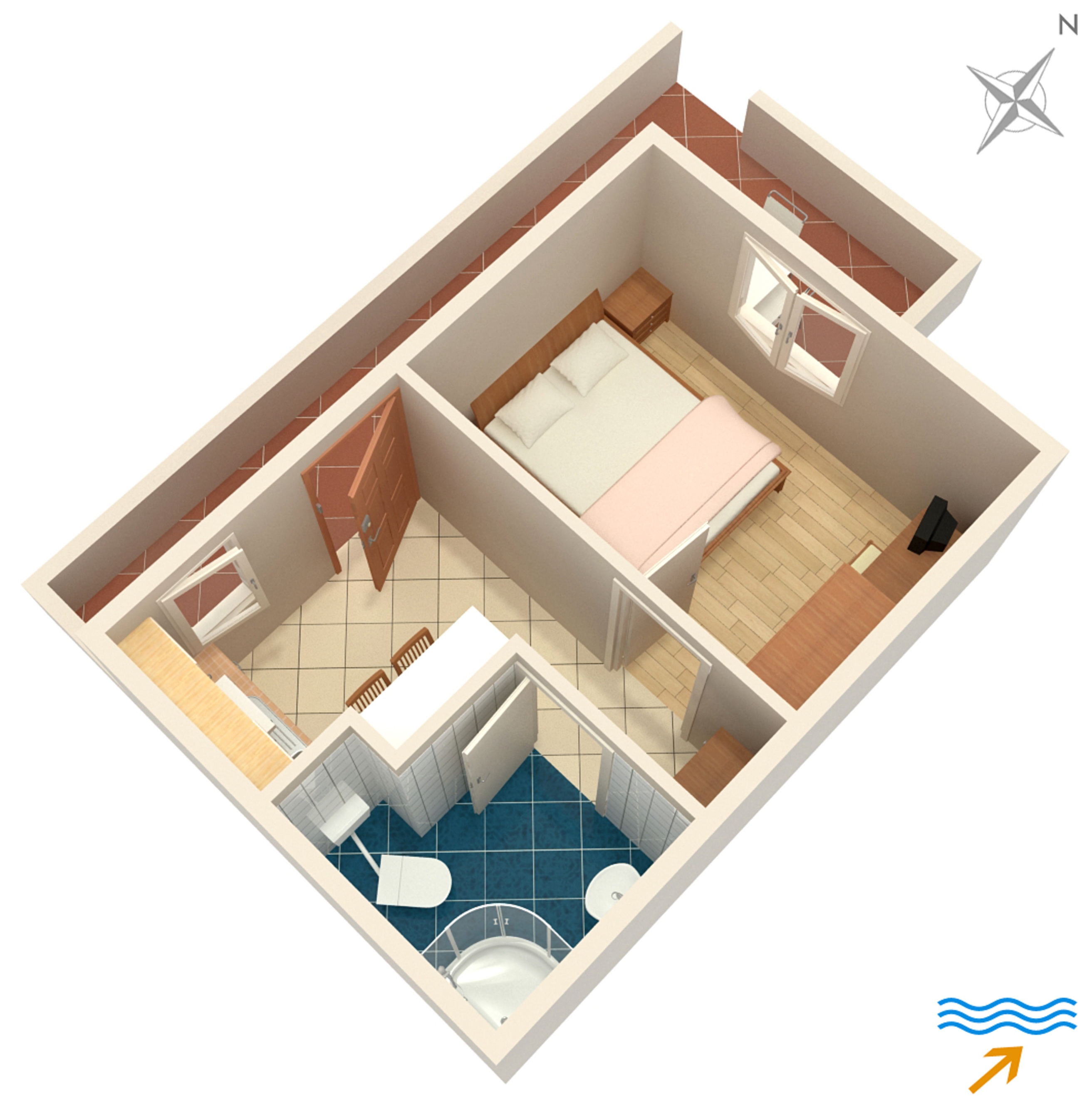 One bedroom apartment with terrace and sea view Postira, Brač  A-a