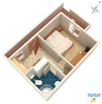 Plan Postira, Plan in the apartment, (pet friendly) and WiFi.