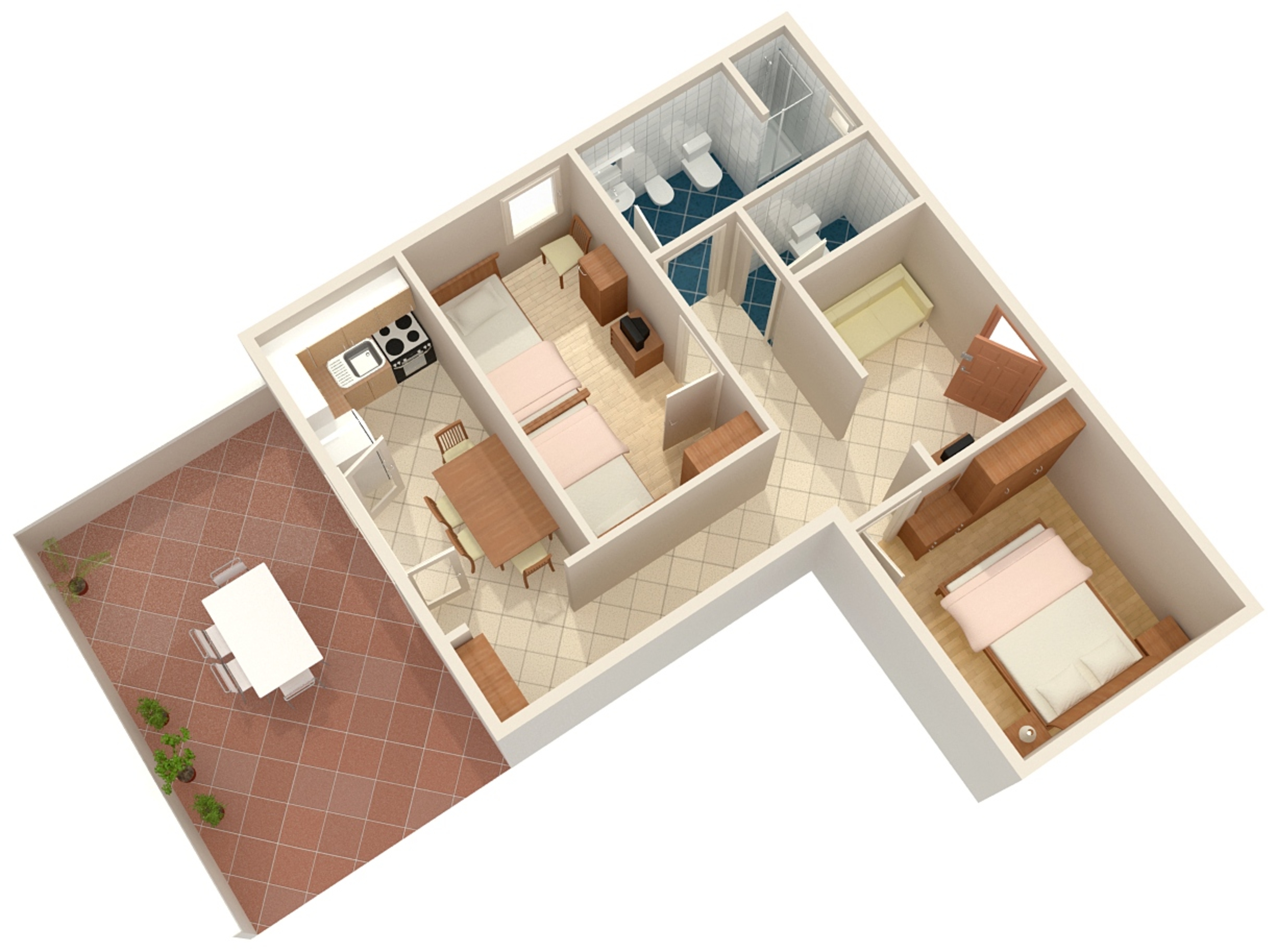 Two bedroom apartment with terrace and sea view Postira, Brač  A-b