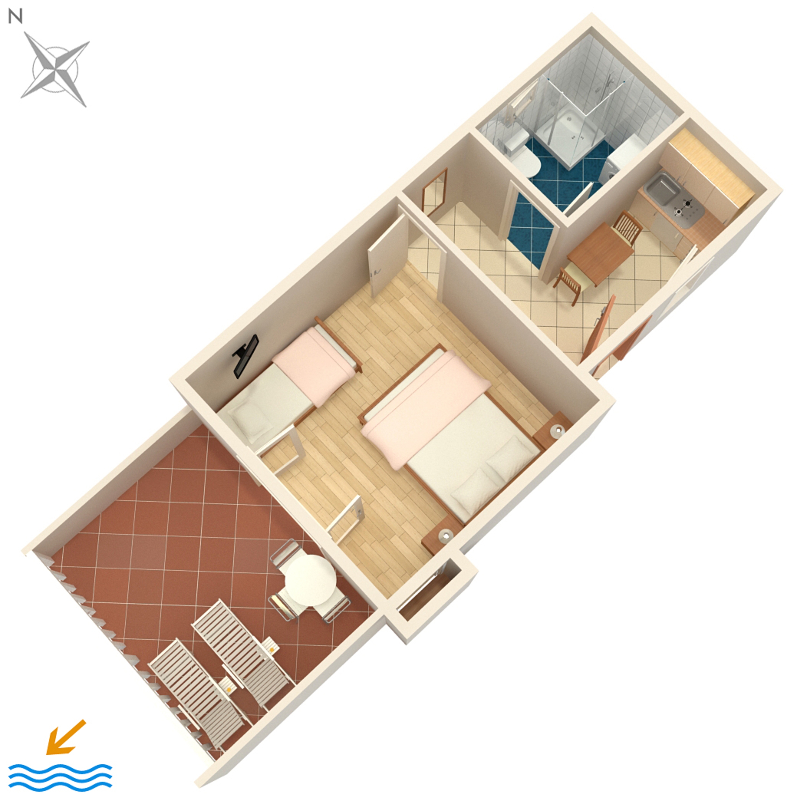 One bedroom apartment with terrace and sea view Splitska, Brač  A-a