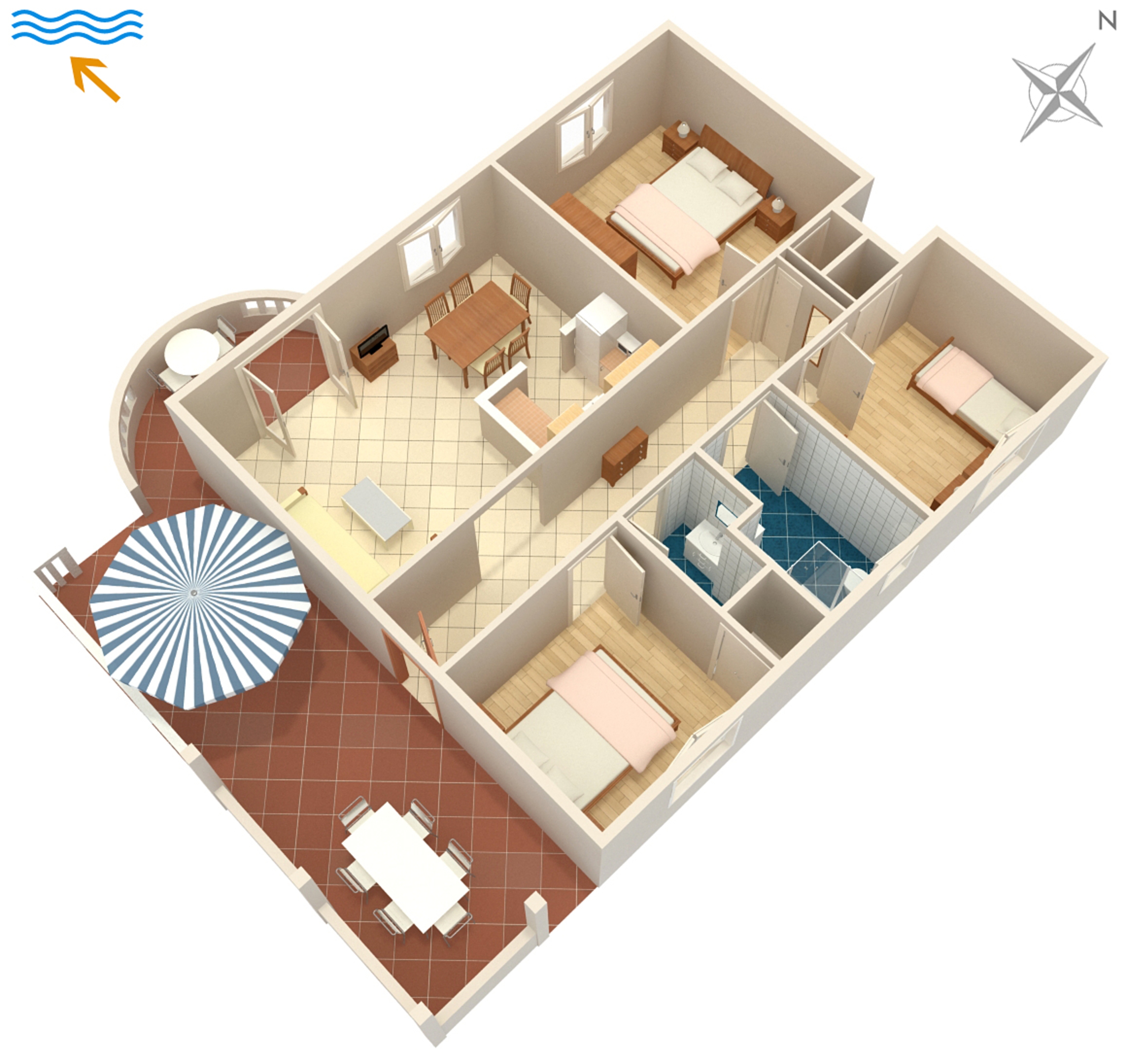 Three bedroom apartment with terrace and sea view Splitska, Brač  A-b