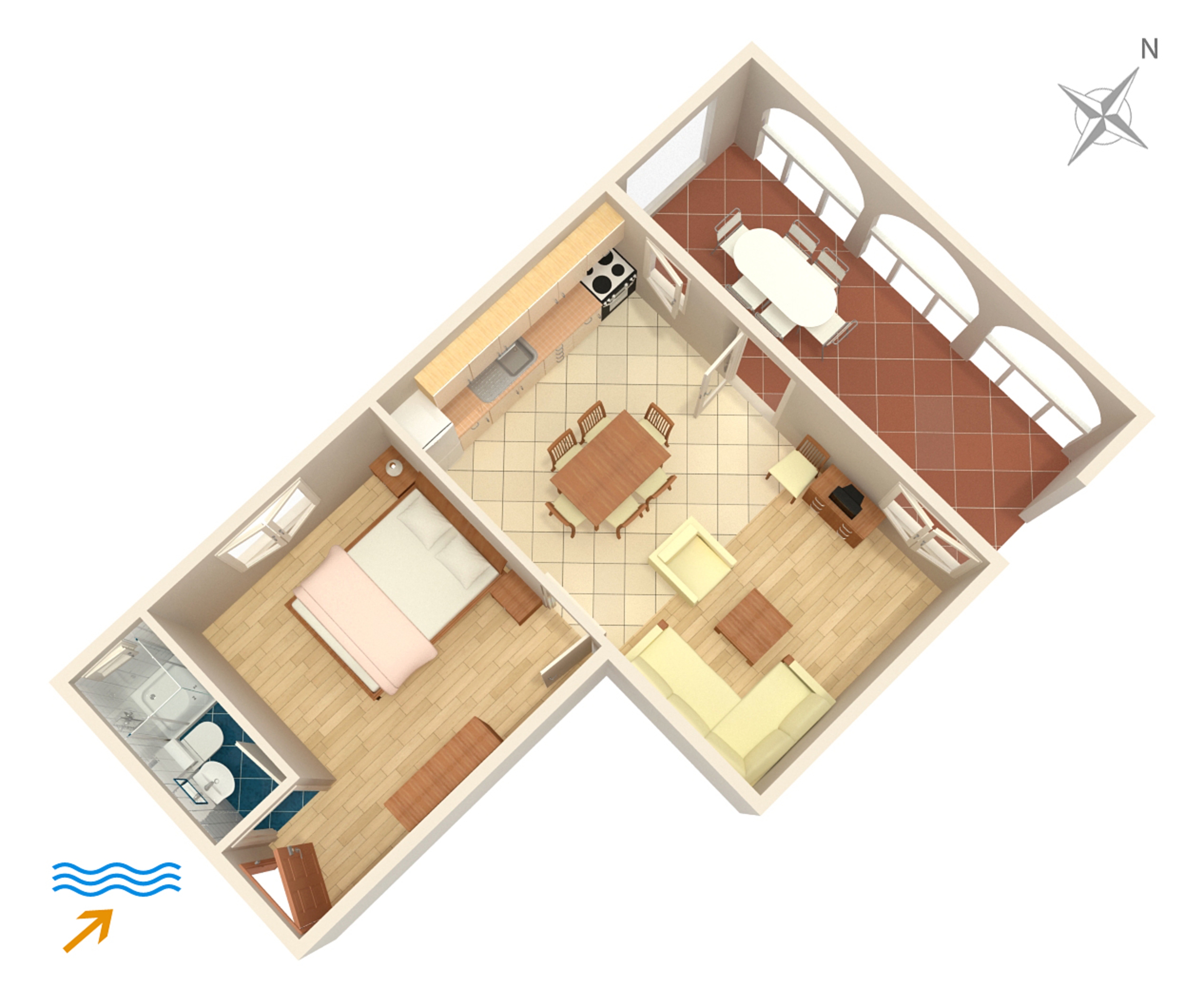 Jednosobni apartman uz plažu Sutivan, Brač  A-a