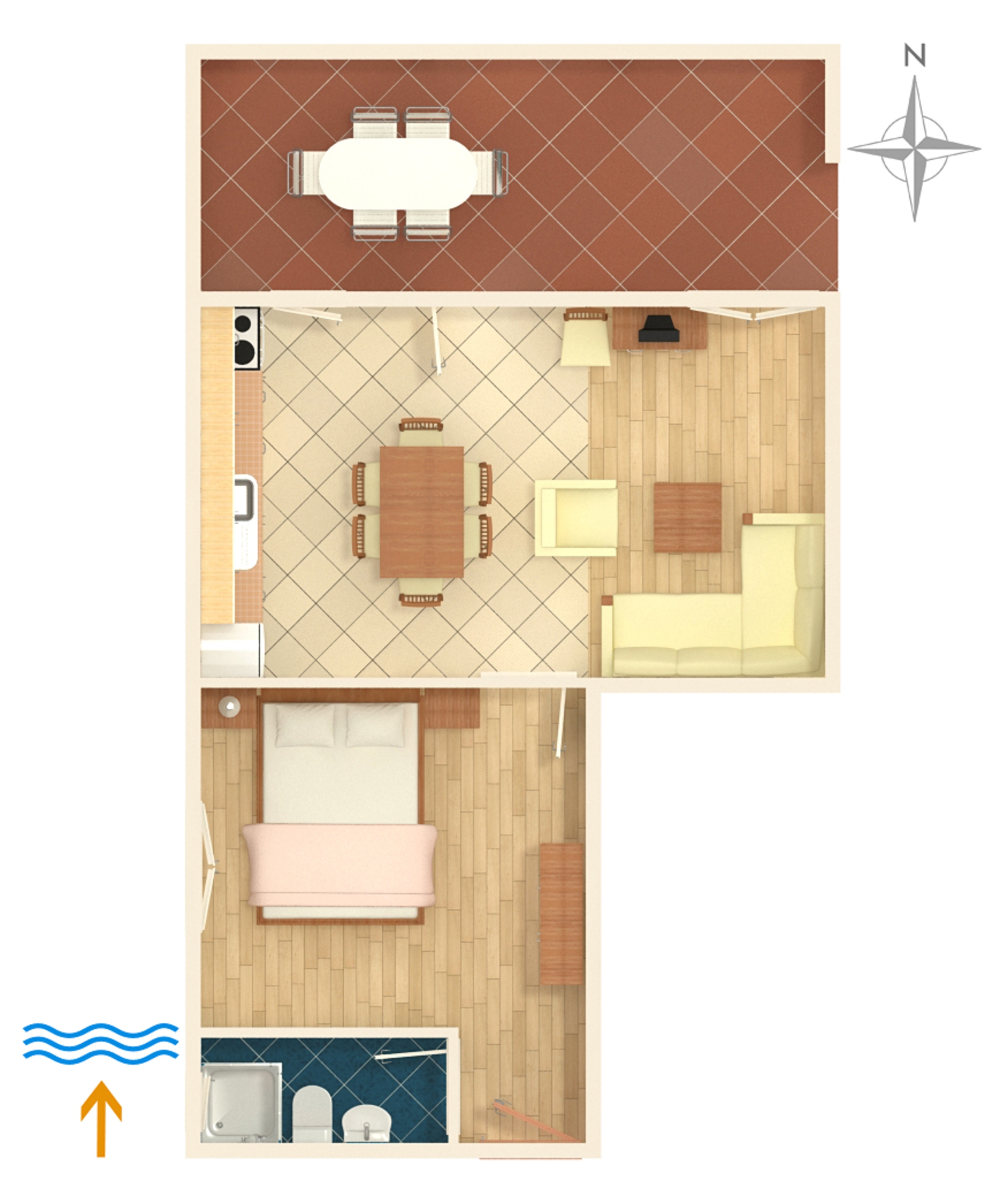 Jednosobni apartman uz plažu Sutivan, Brač  A-a