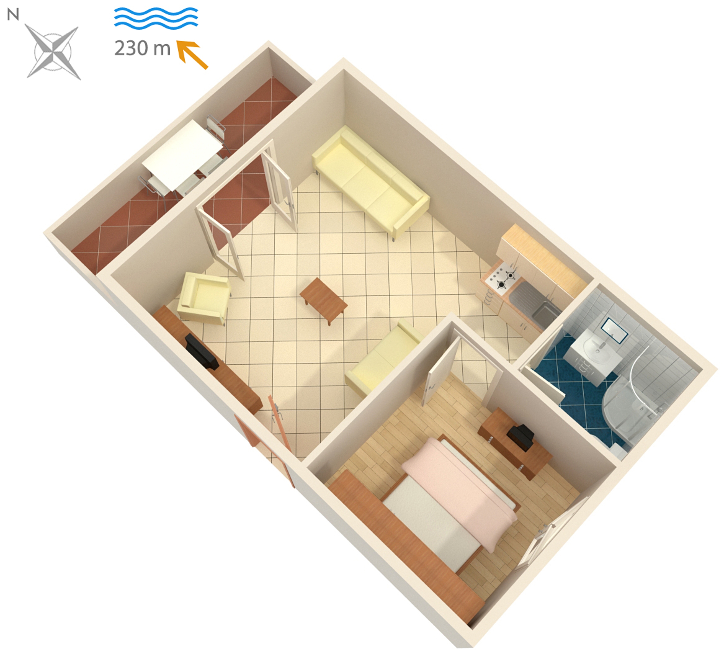 One bedroom apartment with terrace and sea view Postira, Brač  A-a