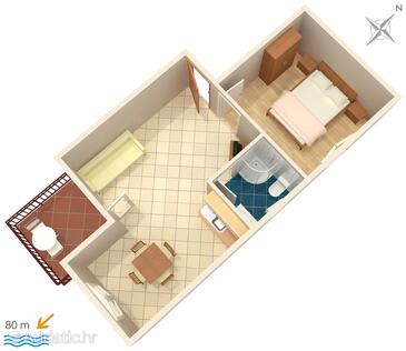Plan Lokva Rogoznica, Plan in the apartment, dopusteni kucni ljubimci i WIFI.
