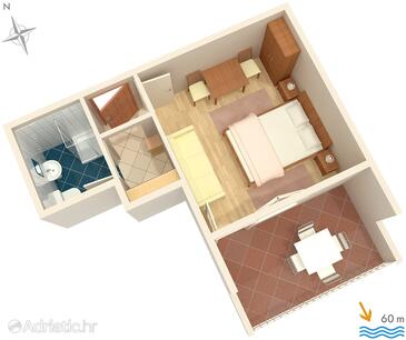 Plan Duće, Plan in the studio-apartment, WIFI.