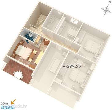 Duće, plattegrond in the studio-apartment, WiFi.