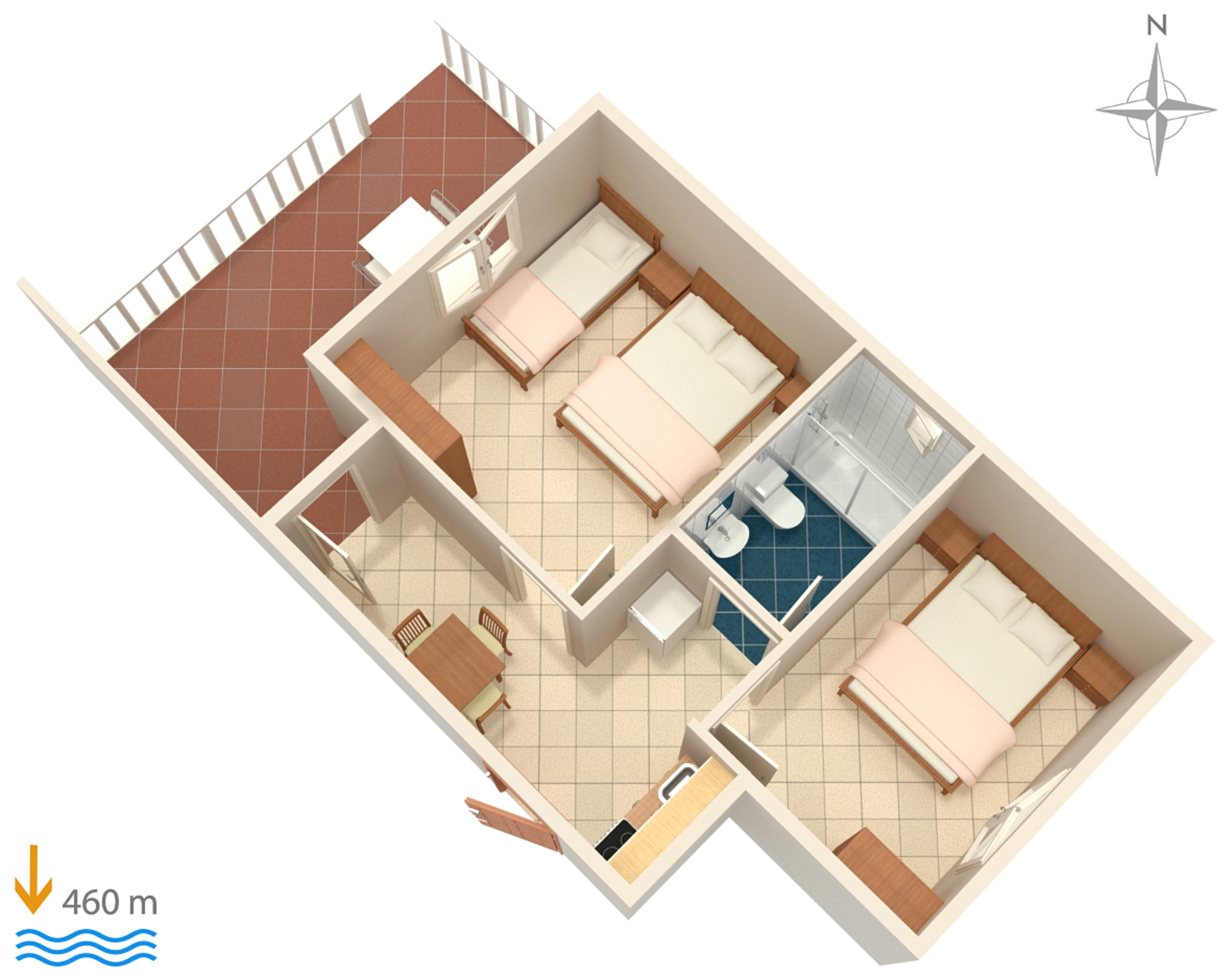Two bedroom apartment with terrace Vodice  A-c
