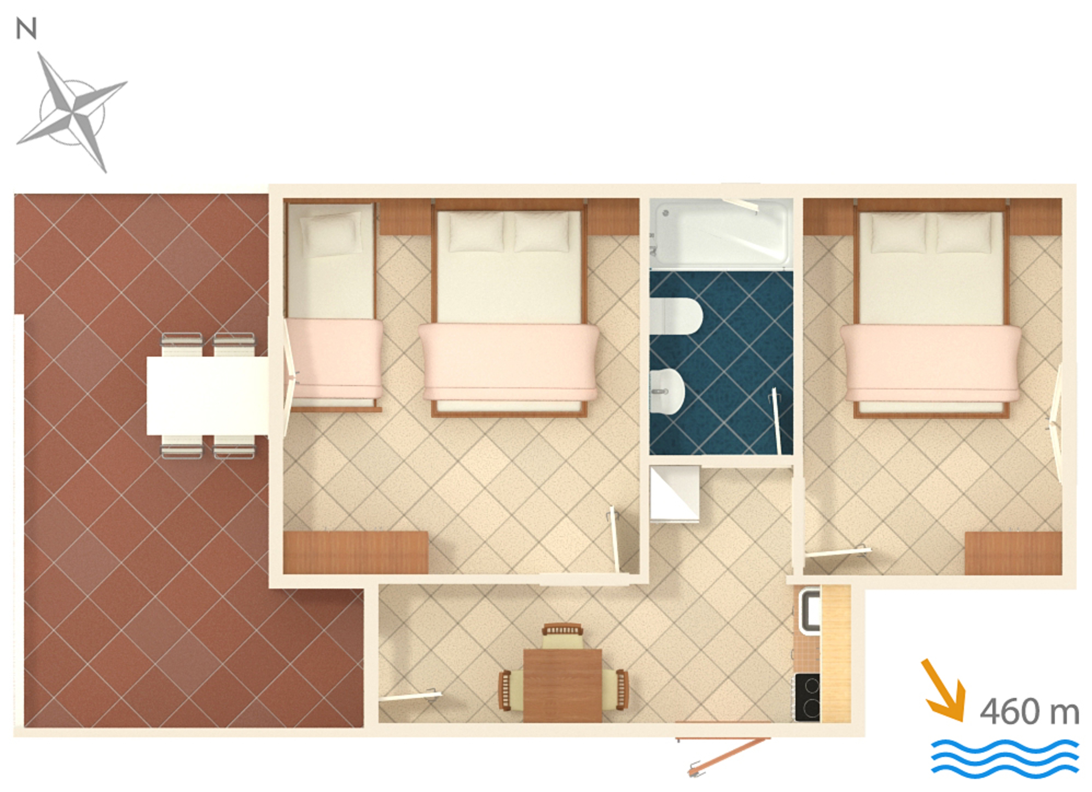 Two bedroom apartment with terrace Vodice  A-c