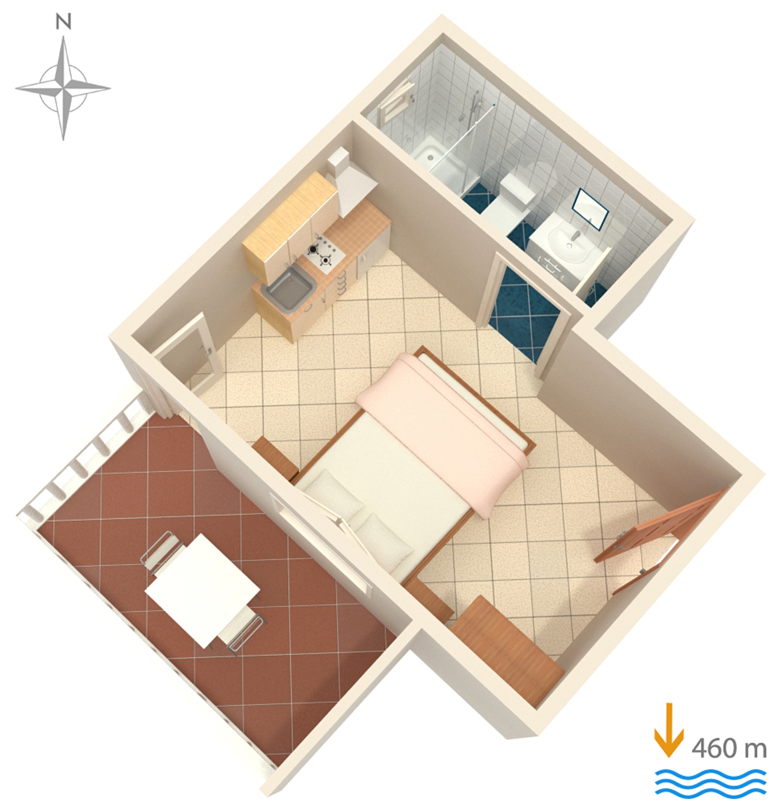 Studio flat with terrace Vodice  AS-c