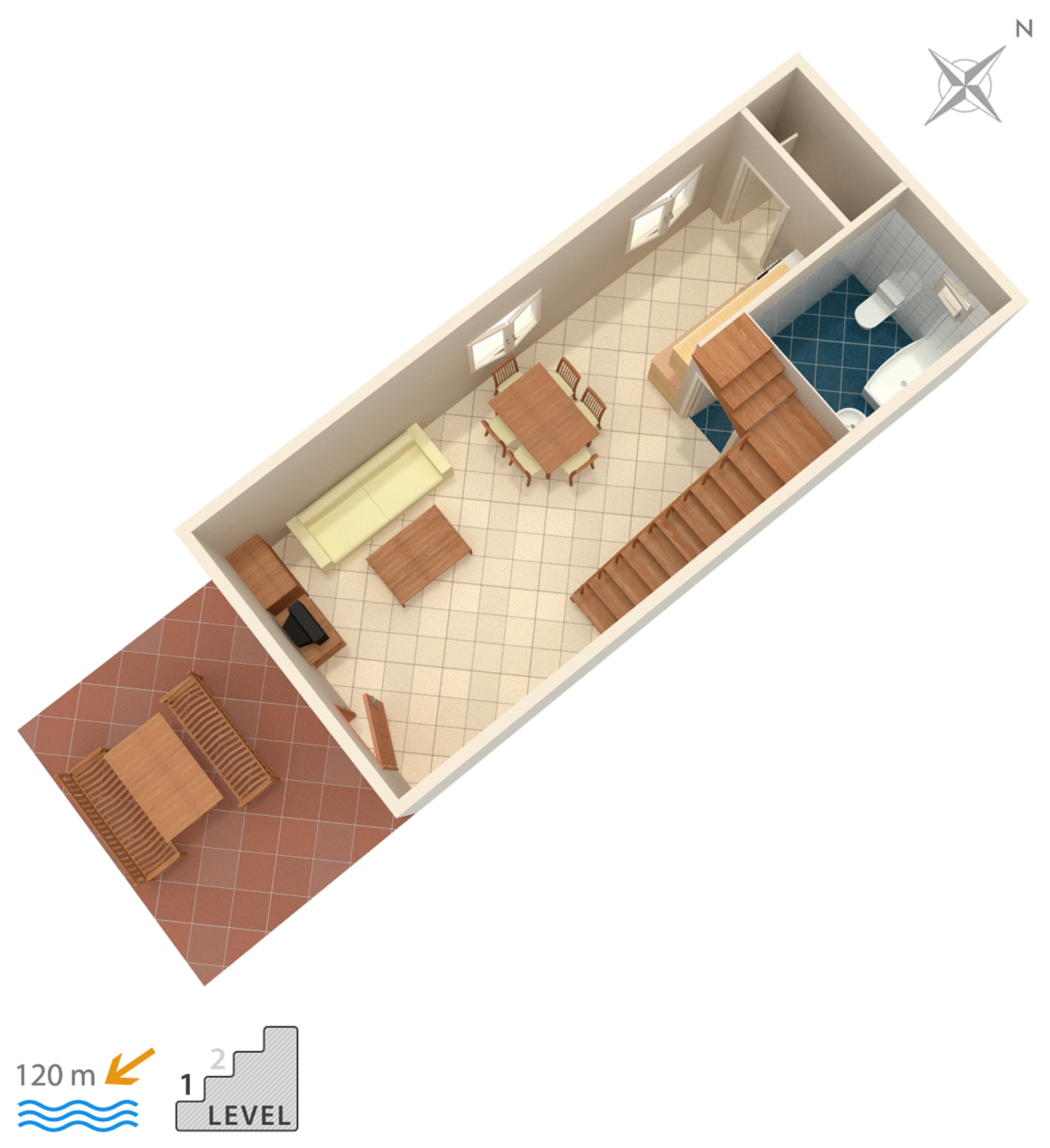 Two bedroom apartment with terrace and sea view Baška Voda, Makarska  A-b