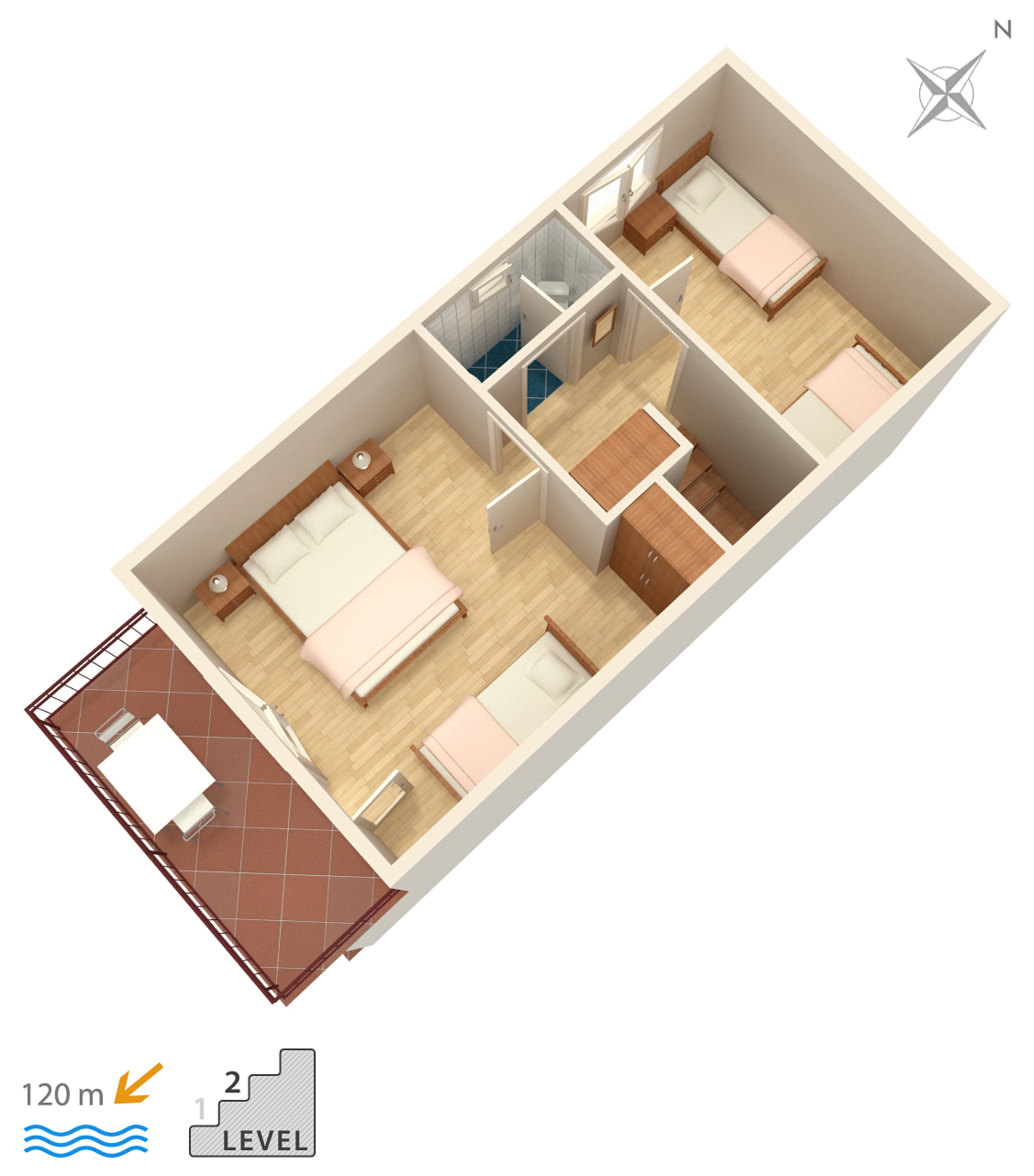 Two bedroom apartment with terrace and sea view Baška Voda, Makarska  A-b