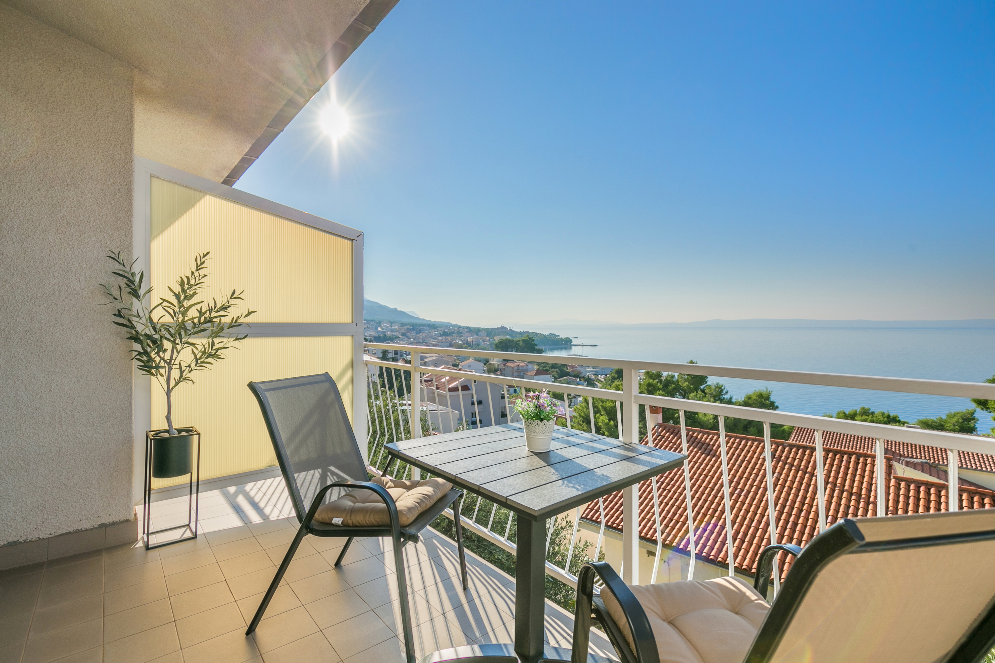 Garçonnière avec la terrasse et la vue sur le mer Baska Voda, Makarska (AS-300-b)