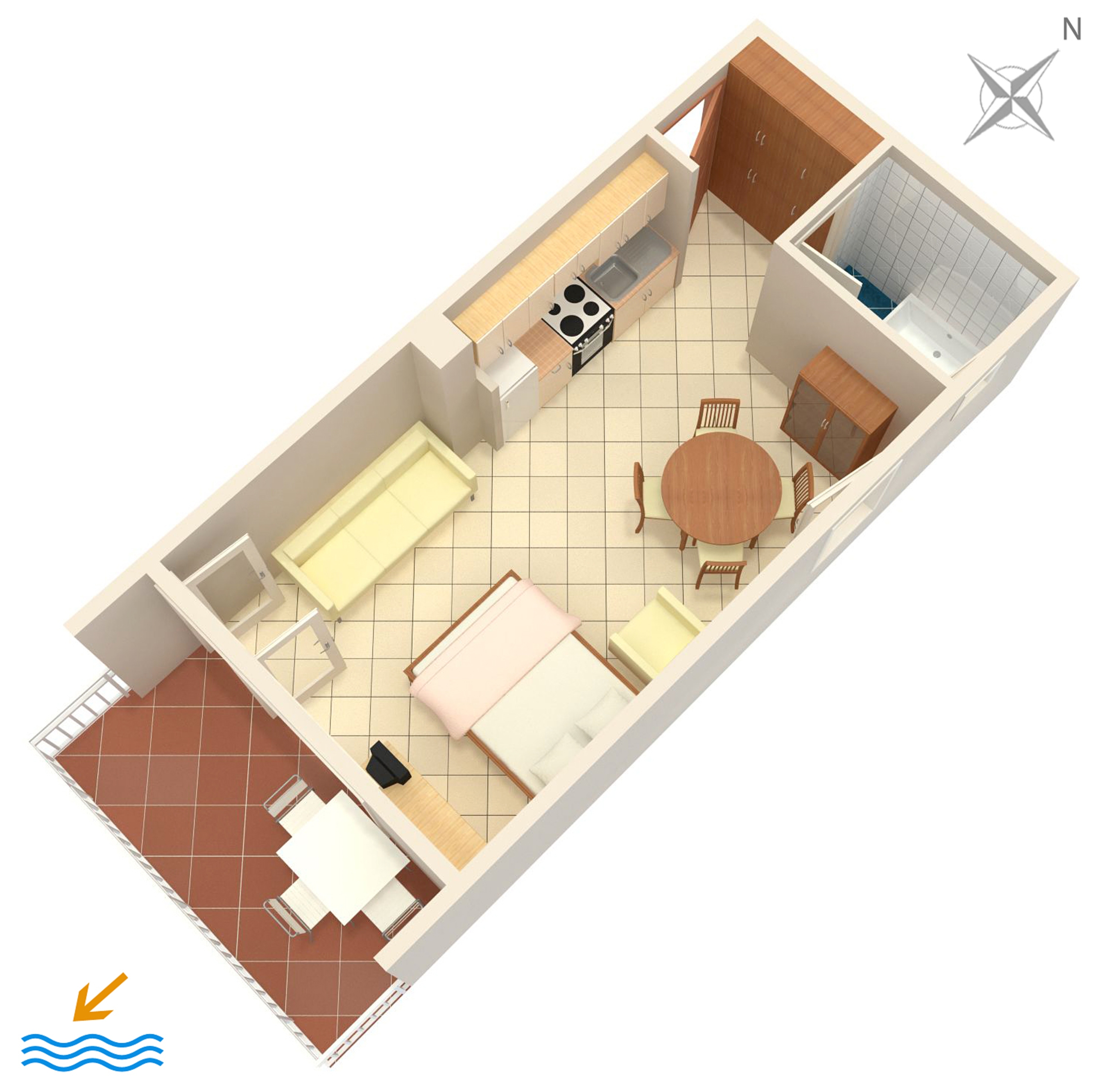 Studio flat with terrace and sea view Baška Voda, Makarska  AS-c
