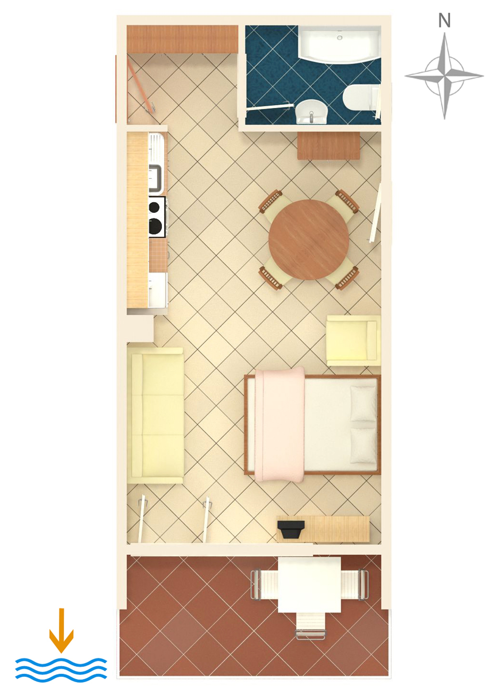Studio flat with terrace and sea view Baška Voda, Makarska  AS-c