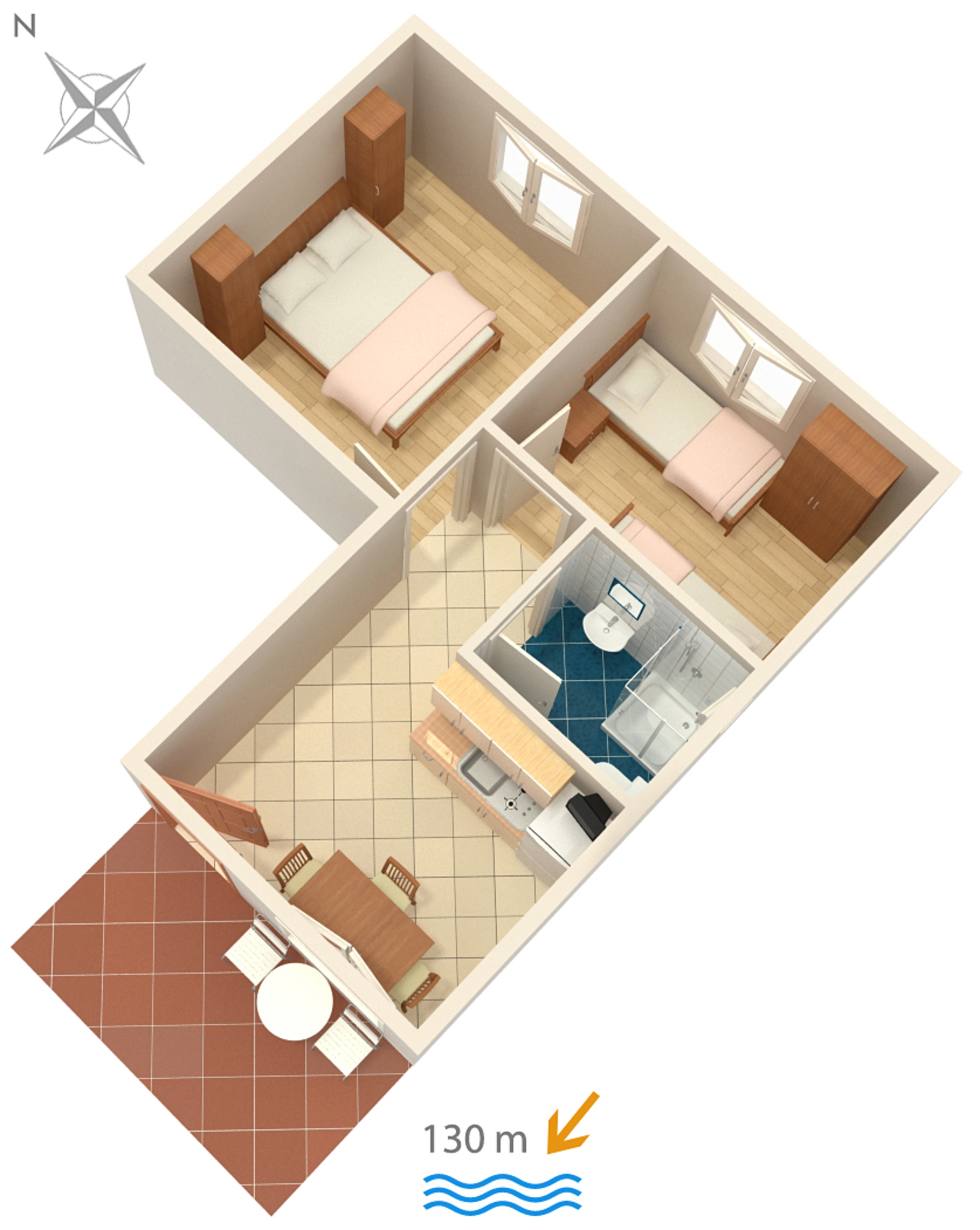 Two bedroom apartment with air-conditioning Banjole, Pula  A-a
