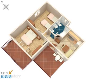 Banjole, Půdorys v ubytování typu apartment.