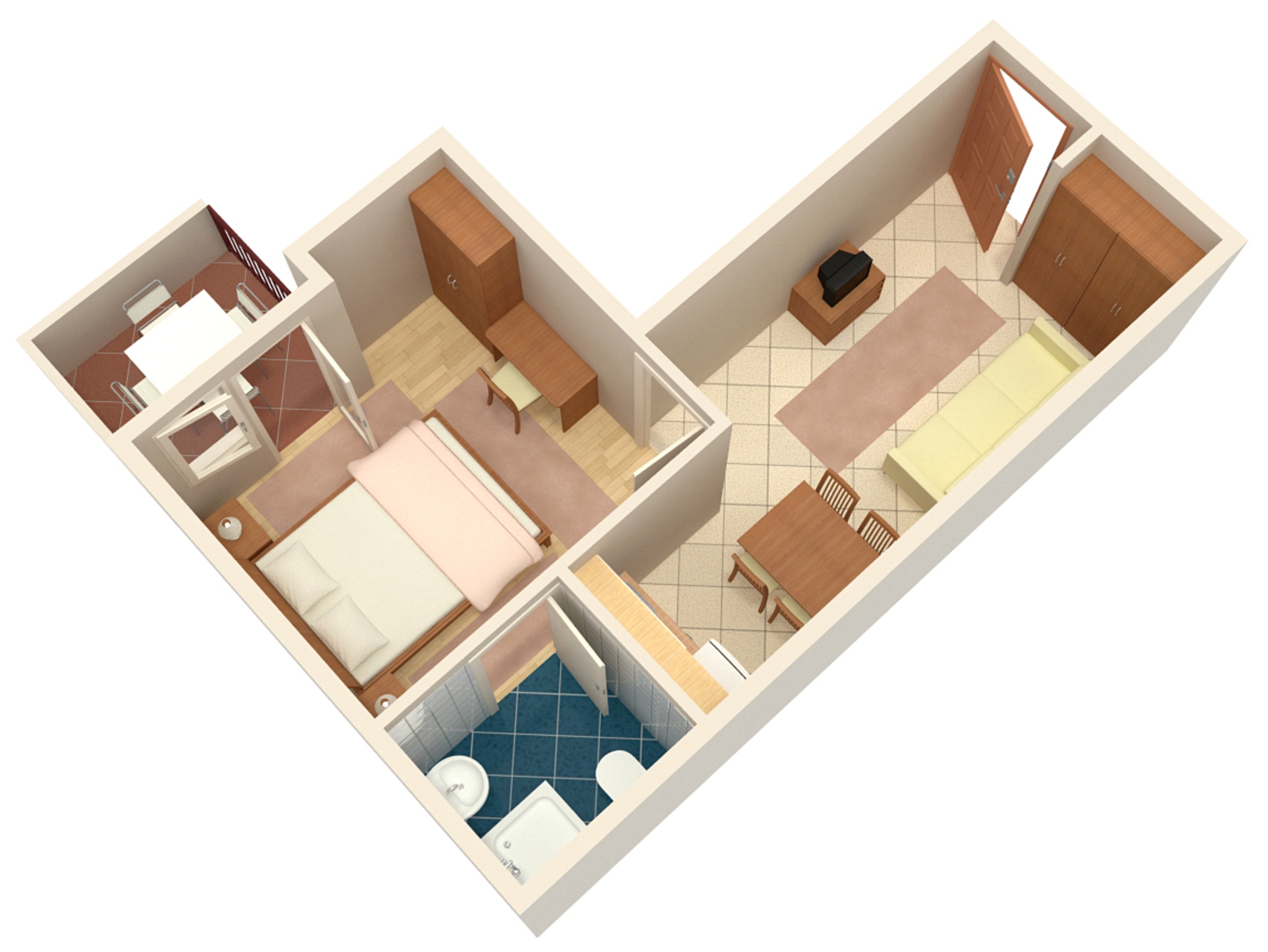 Jednosobni apartman s terasom i pogledom na more Baška Voda, Makarska  A-a