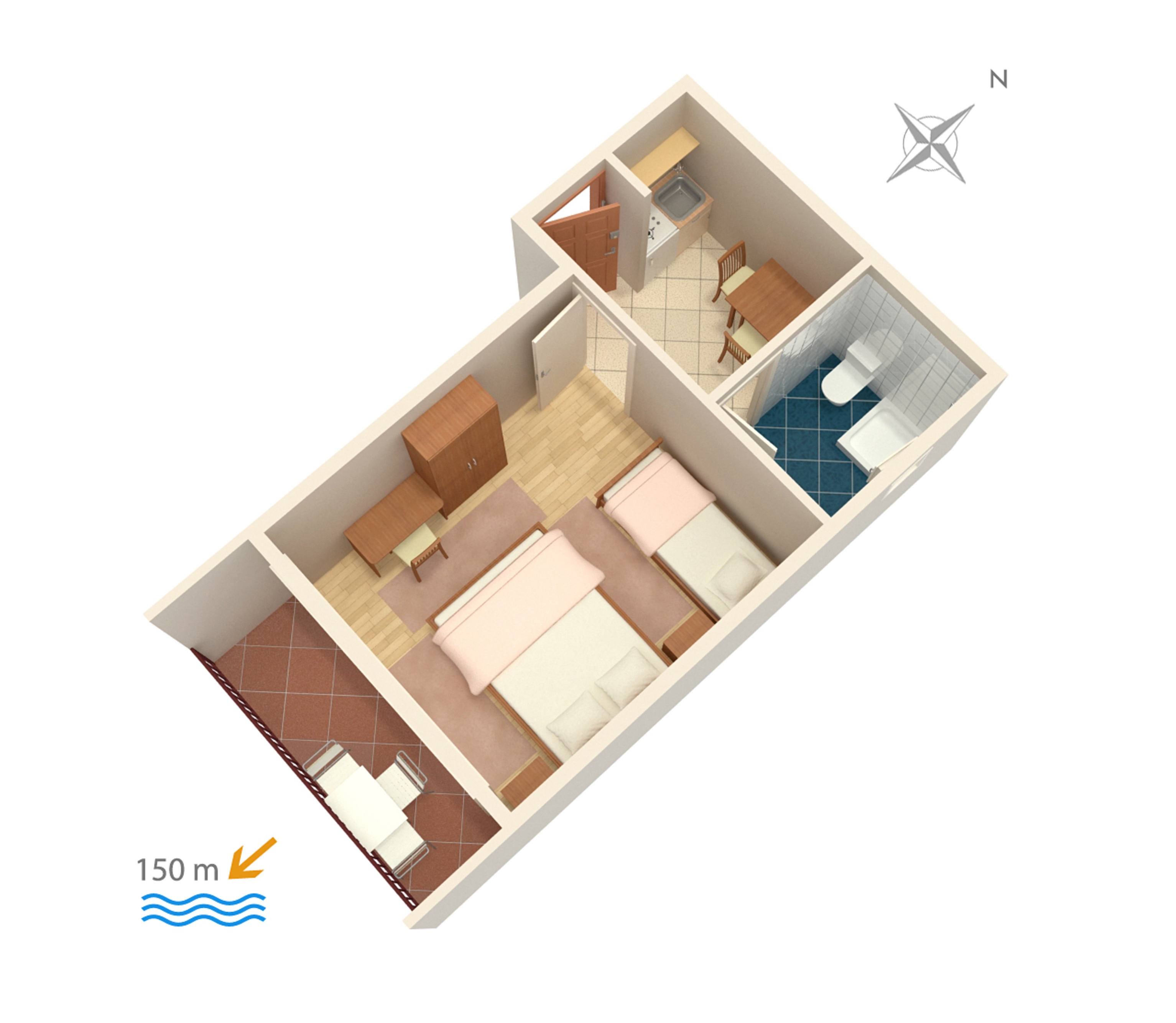 Studio apartman s balkonom i pogledom na more Baška Voda, Makarska  AS-a