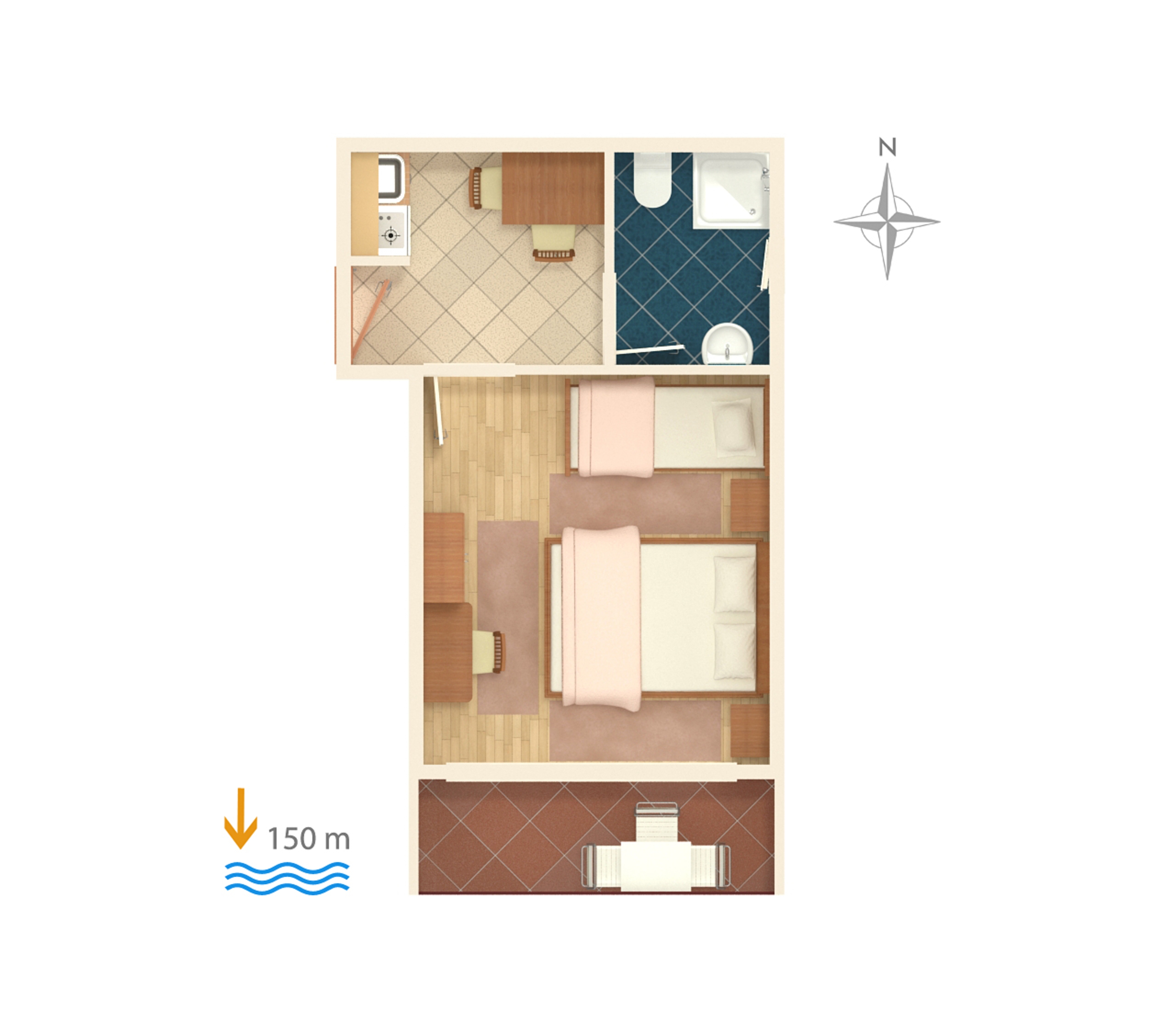 Studio apartman s balkonom i pogledom na more Baška Voda, Makarska  AS-a