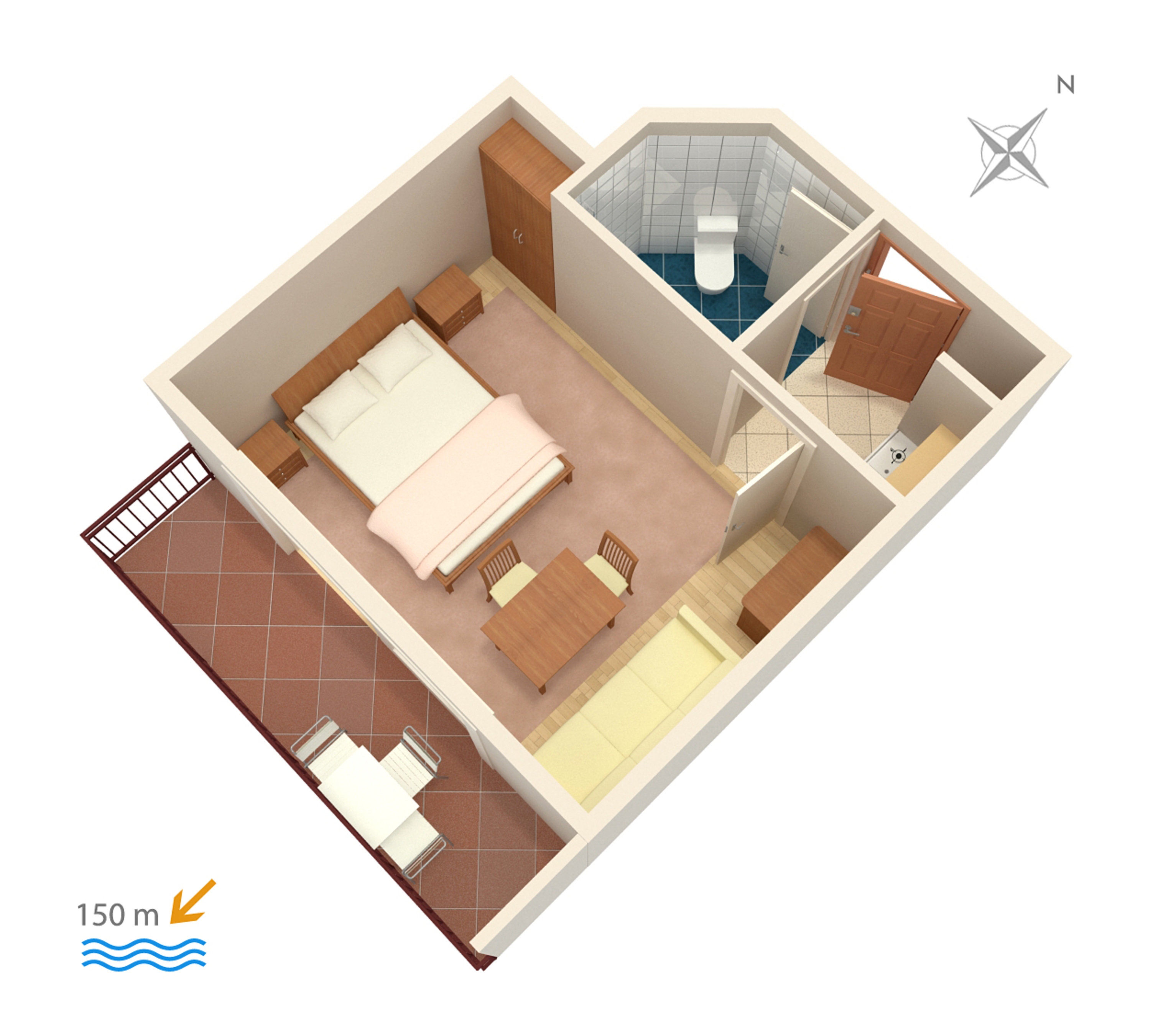 Studio apartman s balkonom i pogledom na more Baška Voda, Makarska  AS-b