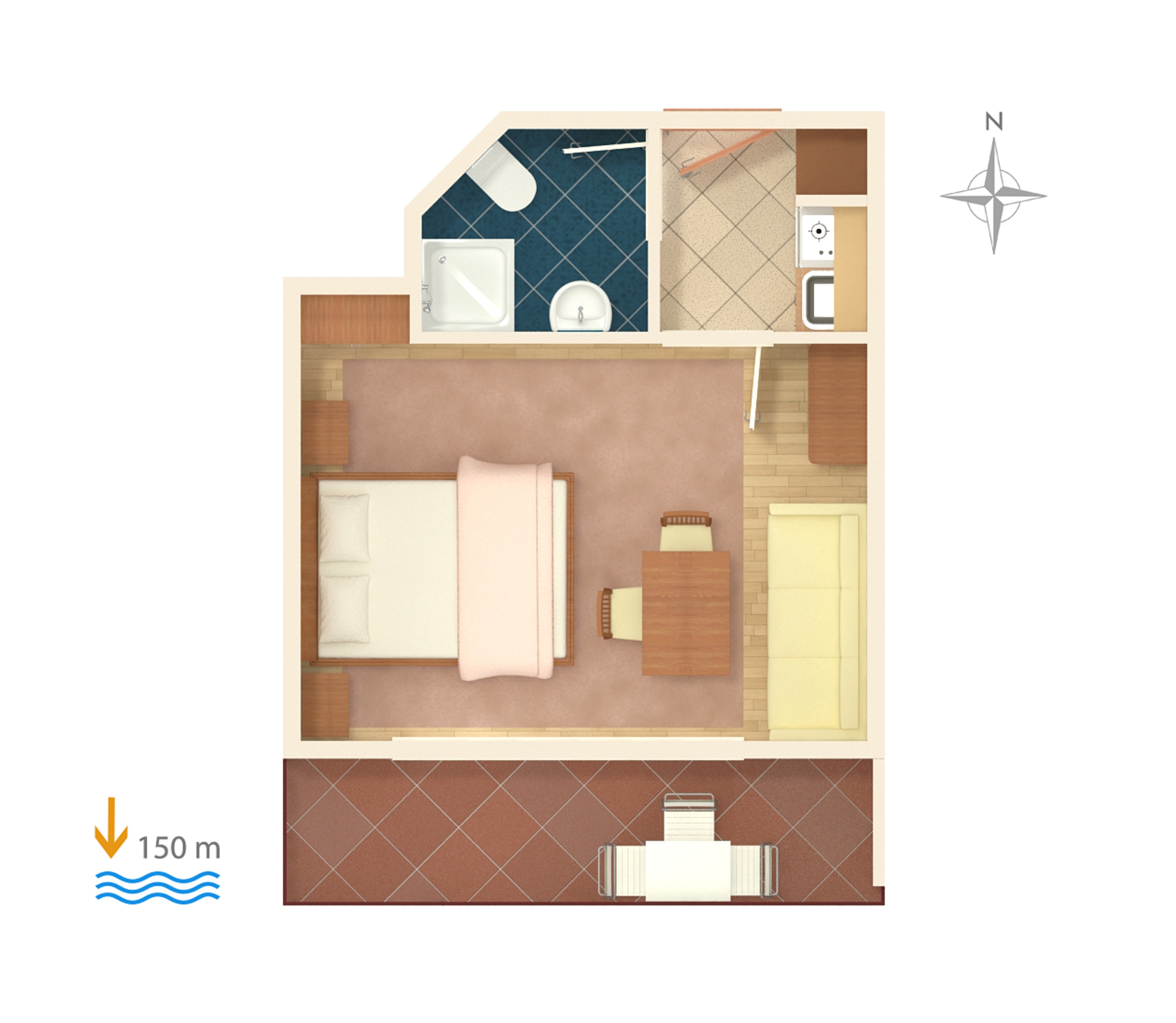 Studio apartman s balkonom i pogledom na more Baška Voda, Makarska  AS-b