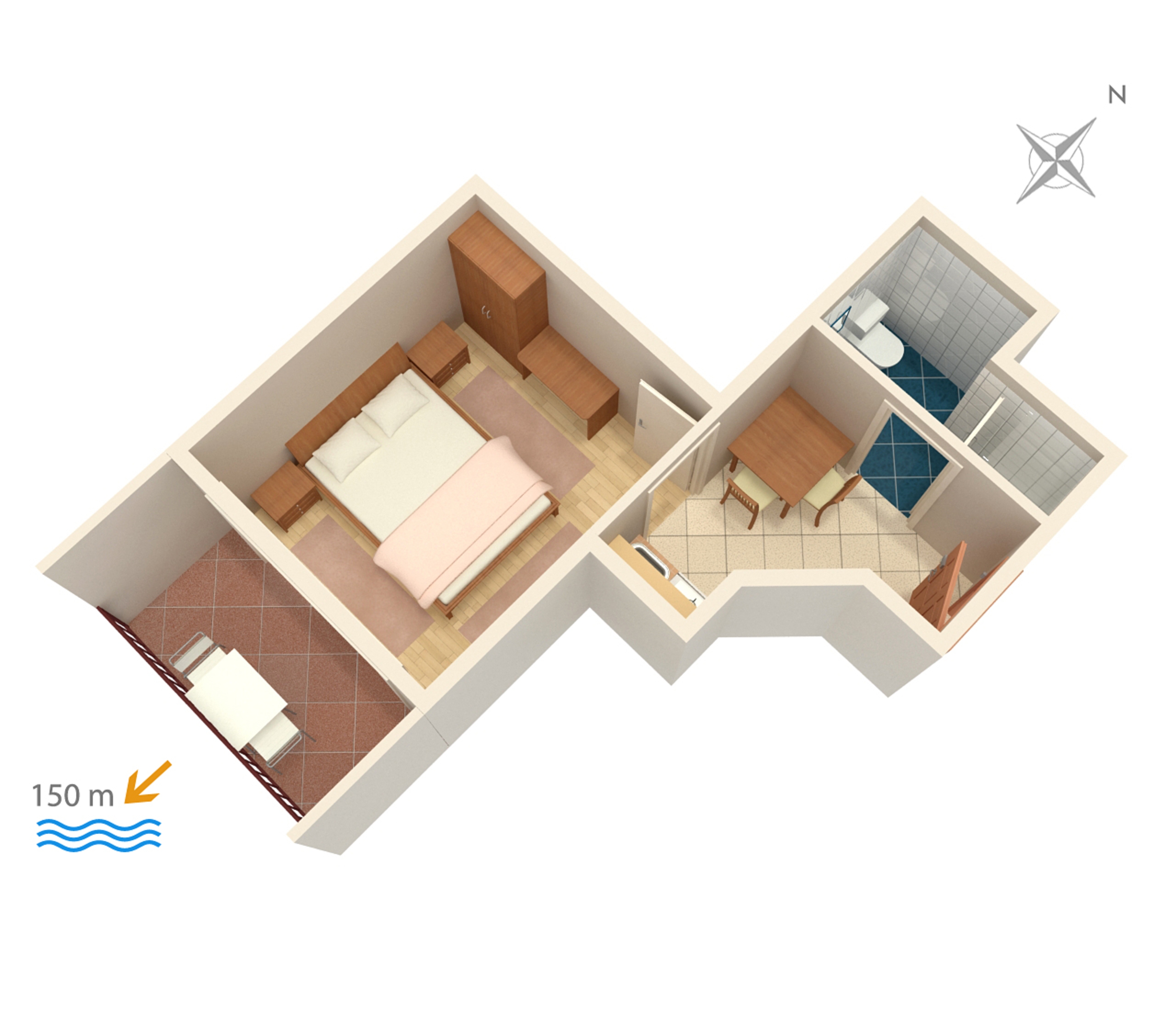 Studio apartman s balkonom i pogledom na more Baška Voda, Makarska  AS-c