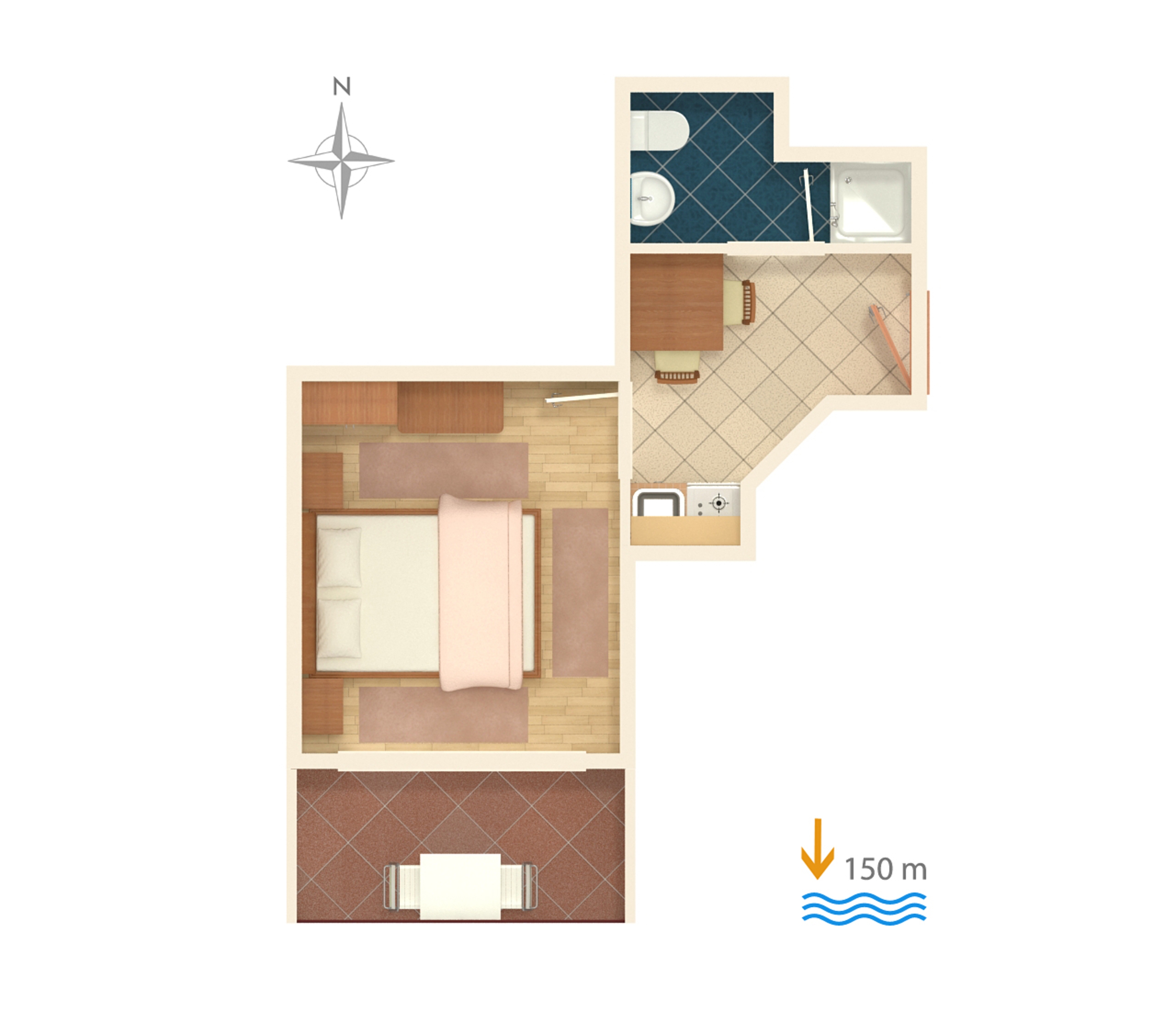 Studio apartman s balkonom i pogledom na more Baška Voda, Makarska  AS-c