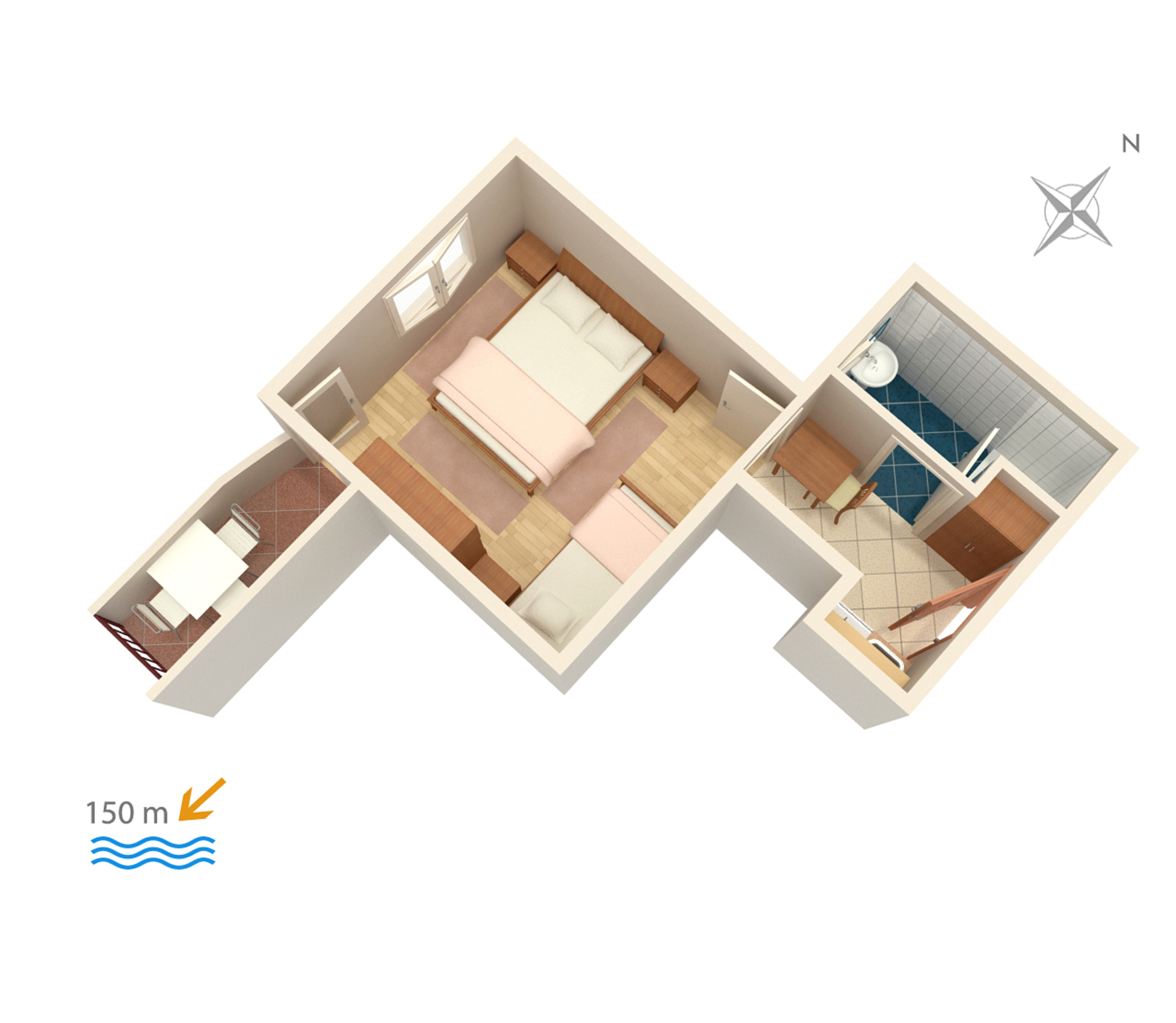 Studio apartman s balkonom i pogledom na more Baška Voda, Makarska  AS-d