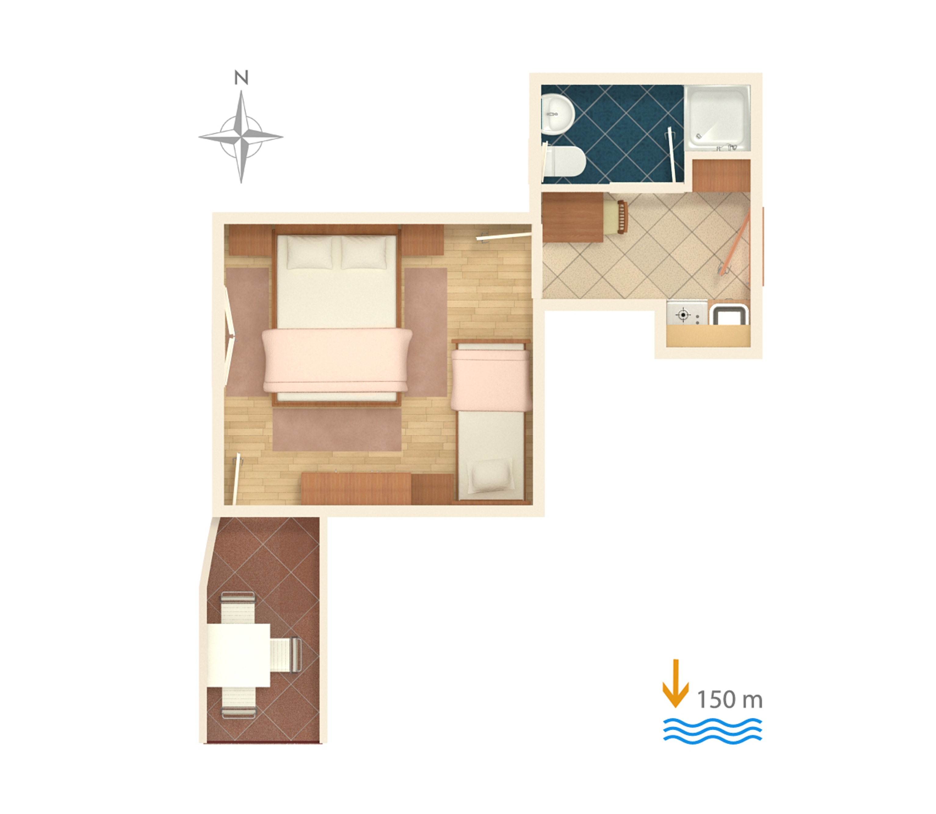 Studio apartman s balkonom i pogledom na more Baška Voda, Makarska  AS-d