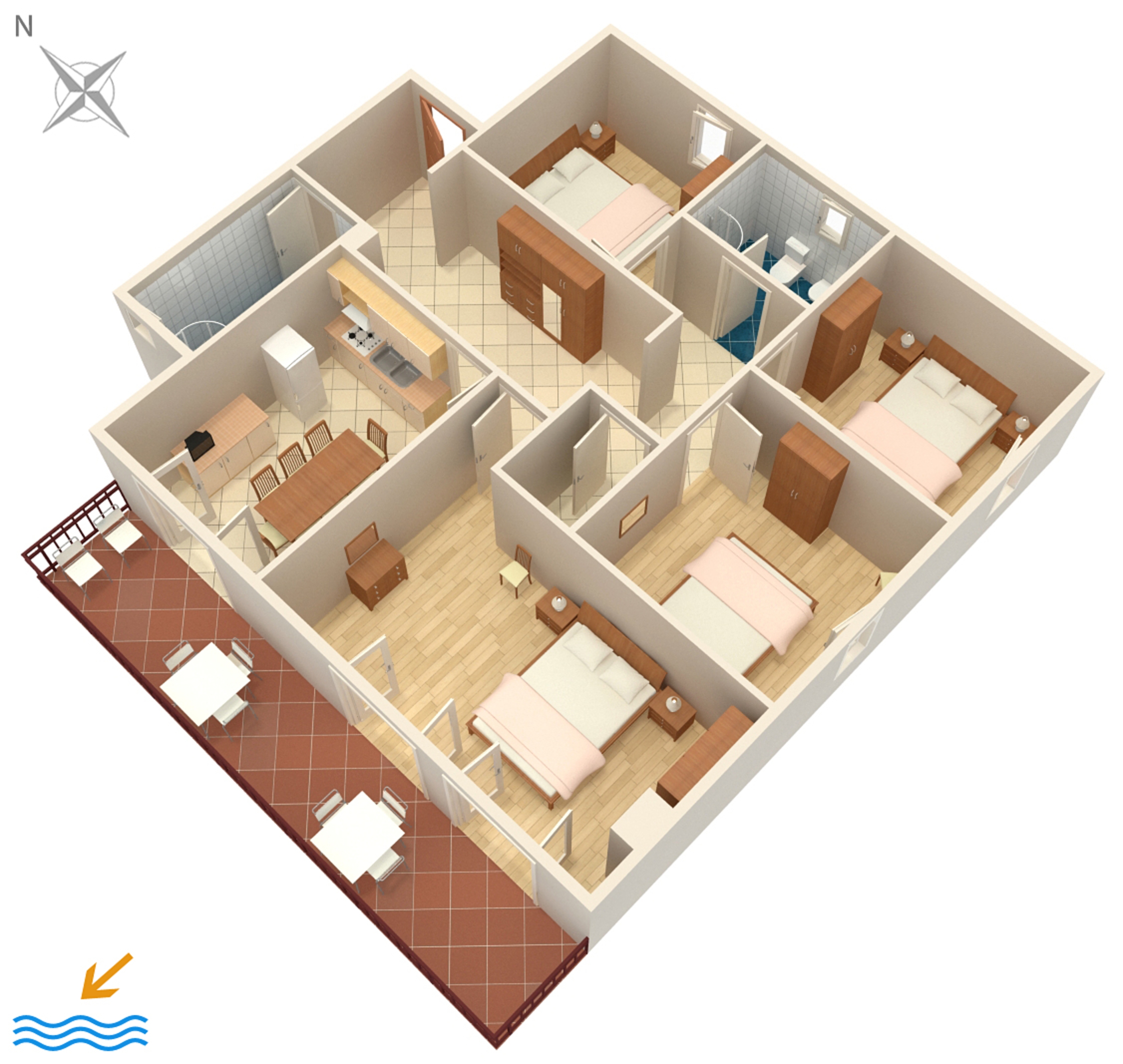 Four bedroom apartment with balcony and sea view Rabac, Labin  A-a