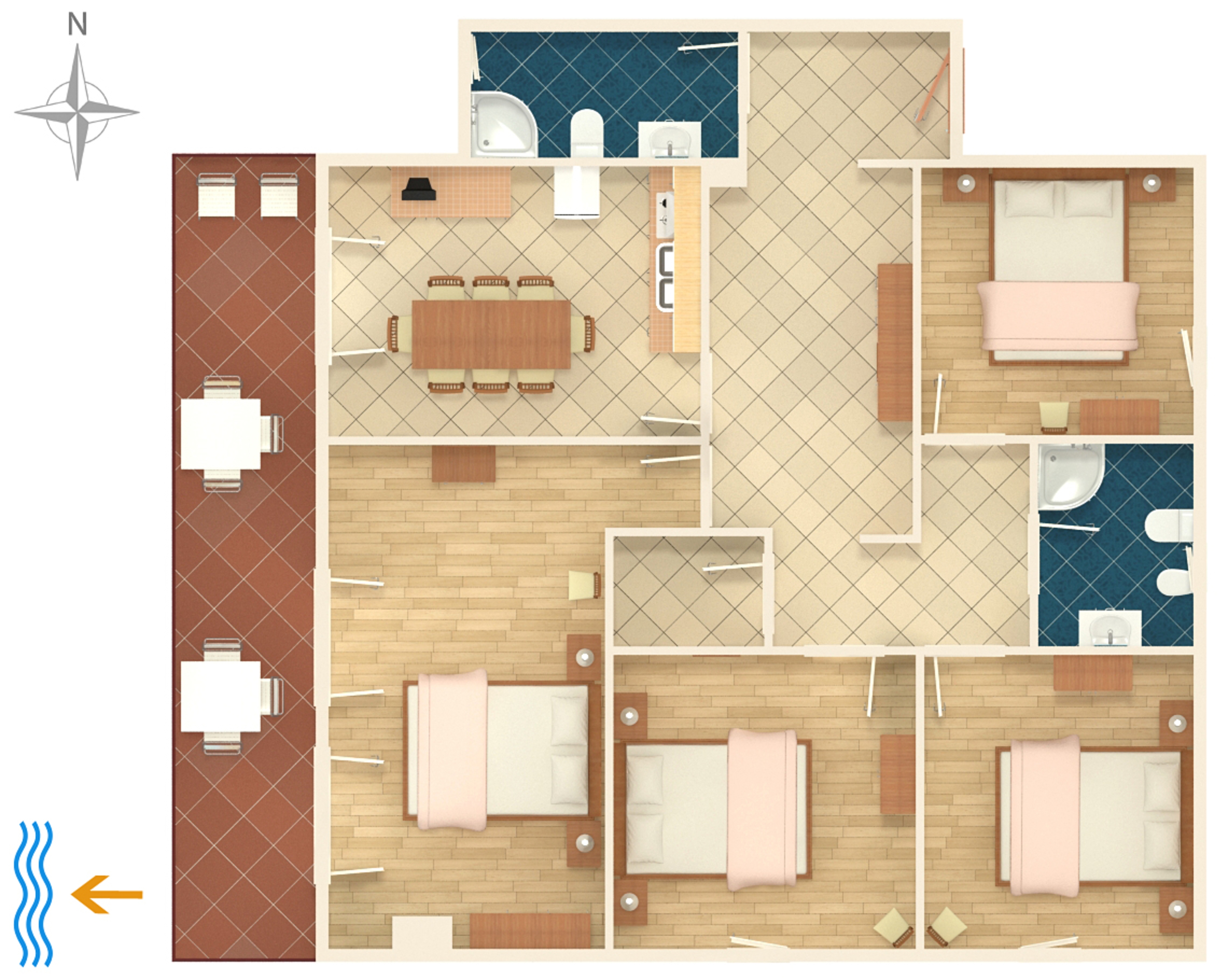 Four bedroom apartment with balcony and sea view Rabac, Labin  A-a