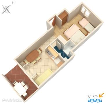 Plan Valbandon, Plan in the studio-apartment, WIFI.