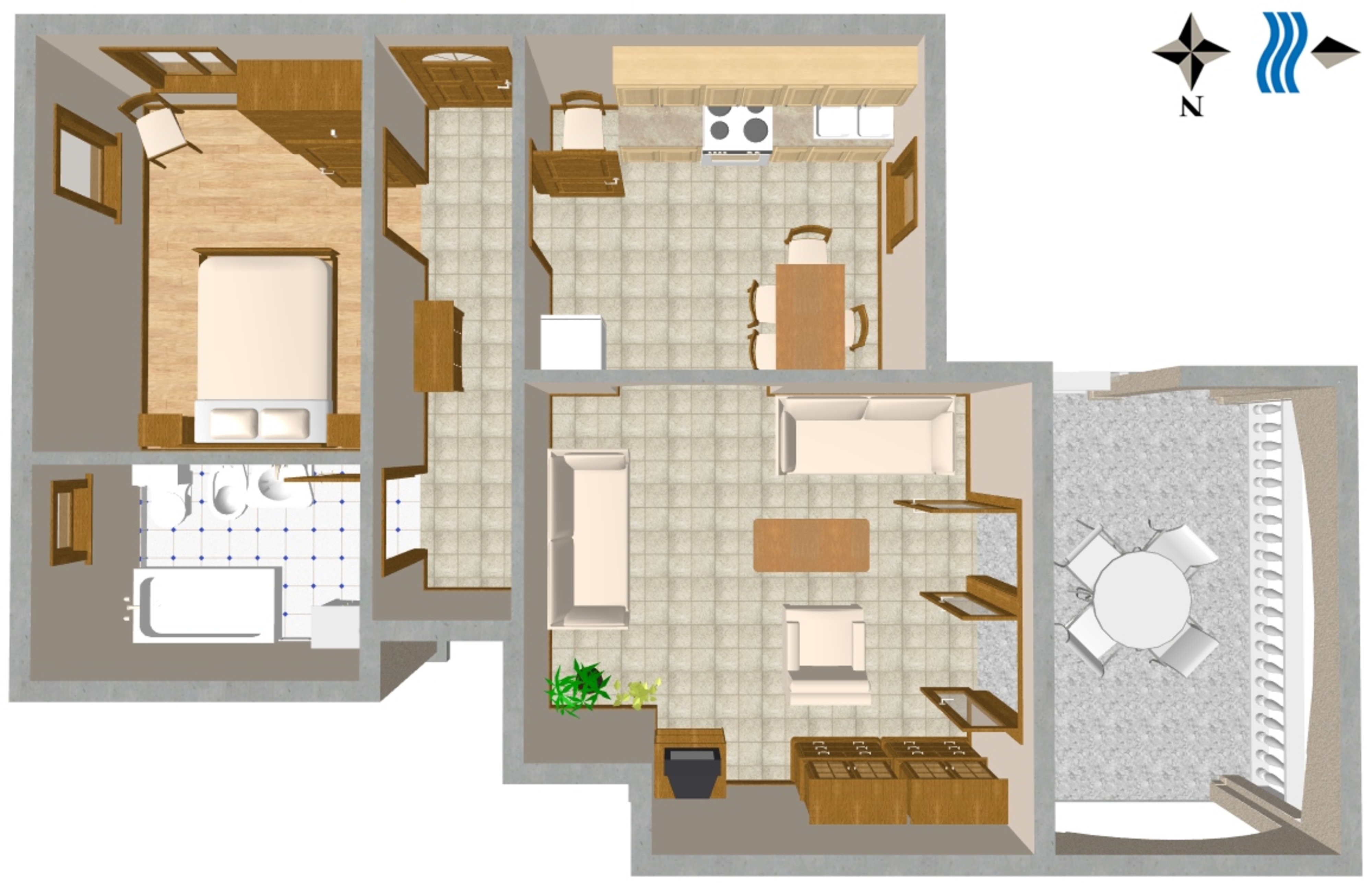 One bedroom apartment with terrace and sea view Duga Luka (Prtlog), Labin  A-b