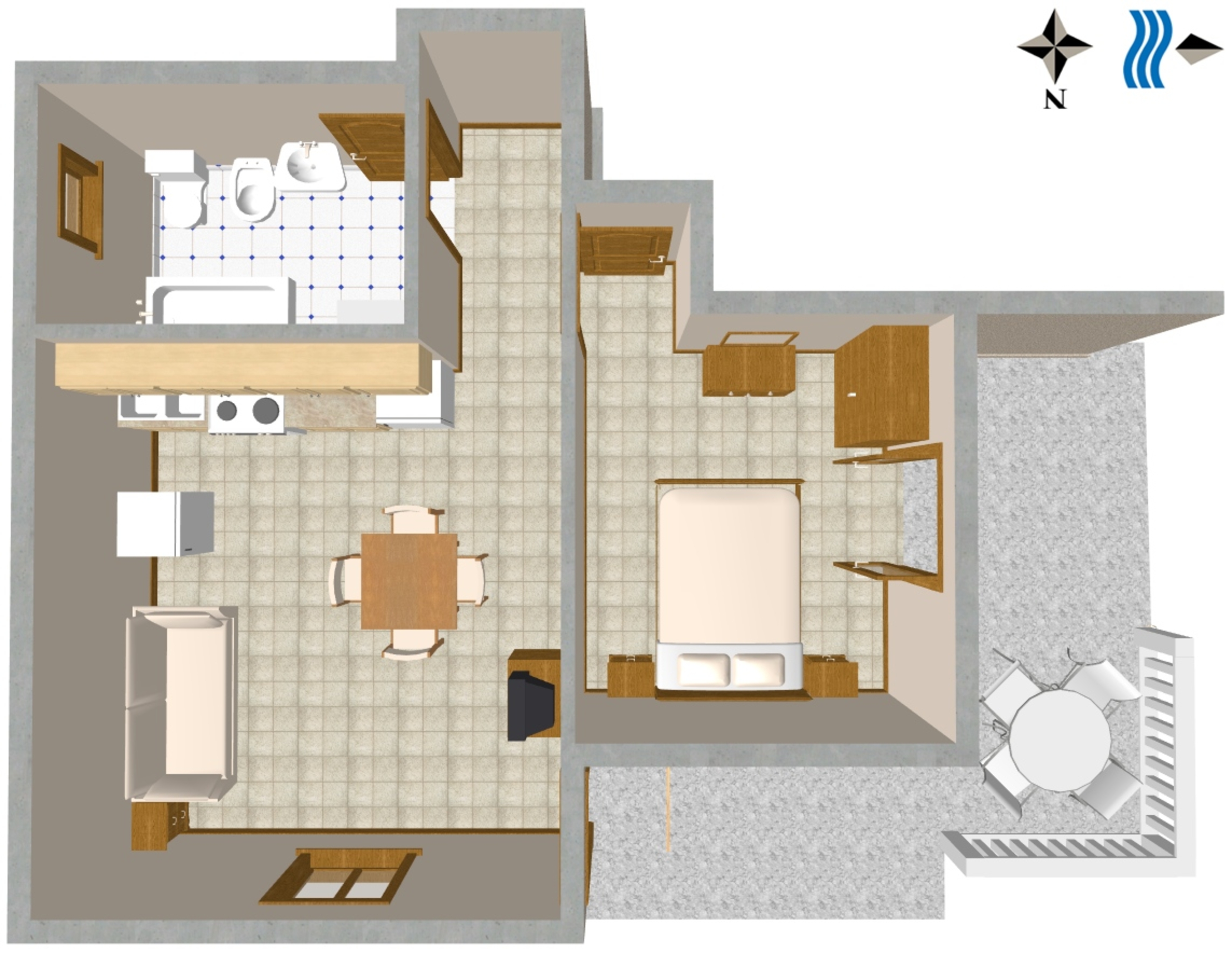 One bedroom apartment with terrace and sea view Duga Luka (Prtlog), Labin  A-c
