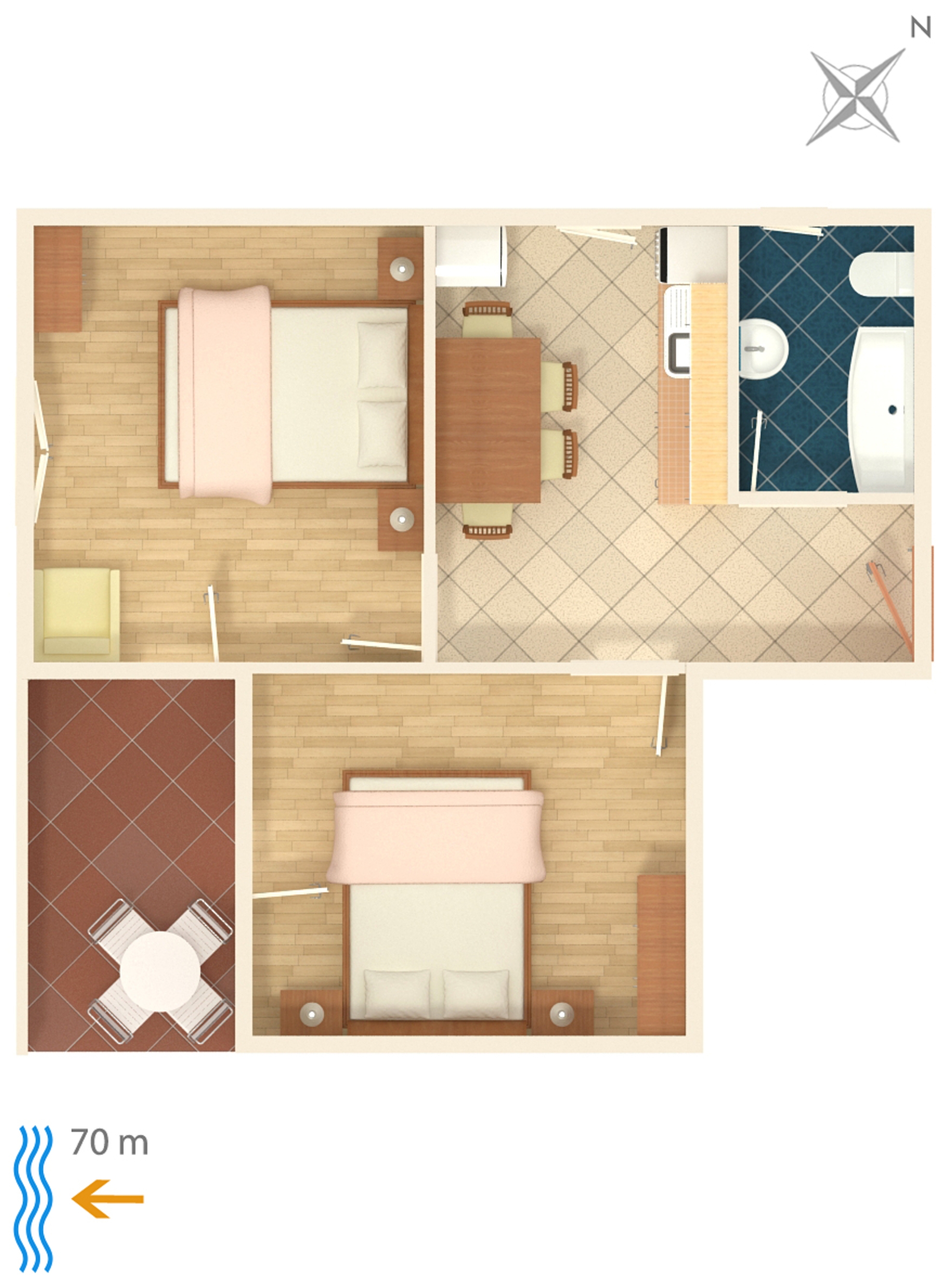 Two bedroom apartment with terrace and sea view Mandre, Pag  A-c