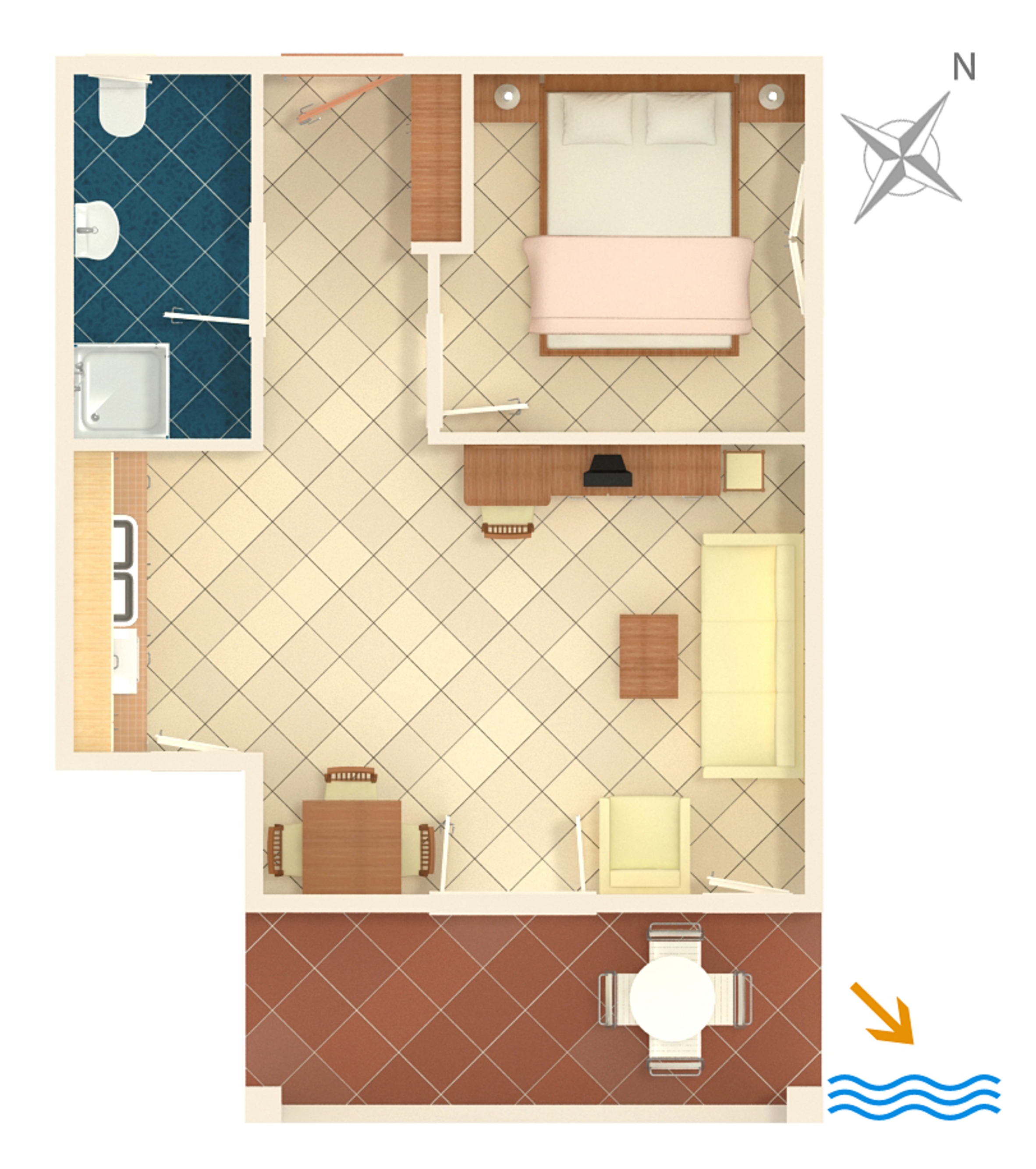 One bedroom apartment near beach Rogoznica  A-a