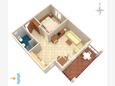 Rogoznica, plattegrond in the apartment, (pet friendly) en WiFi.