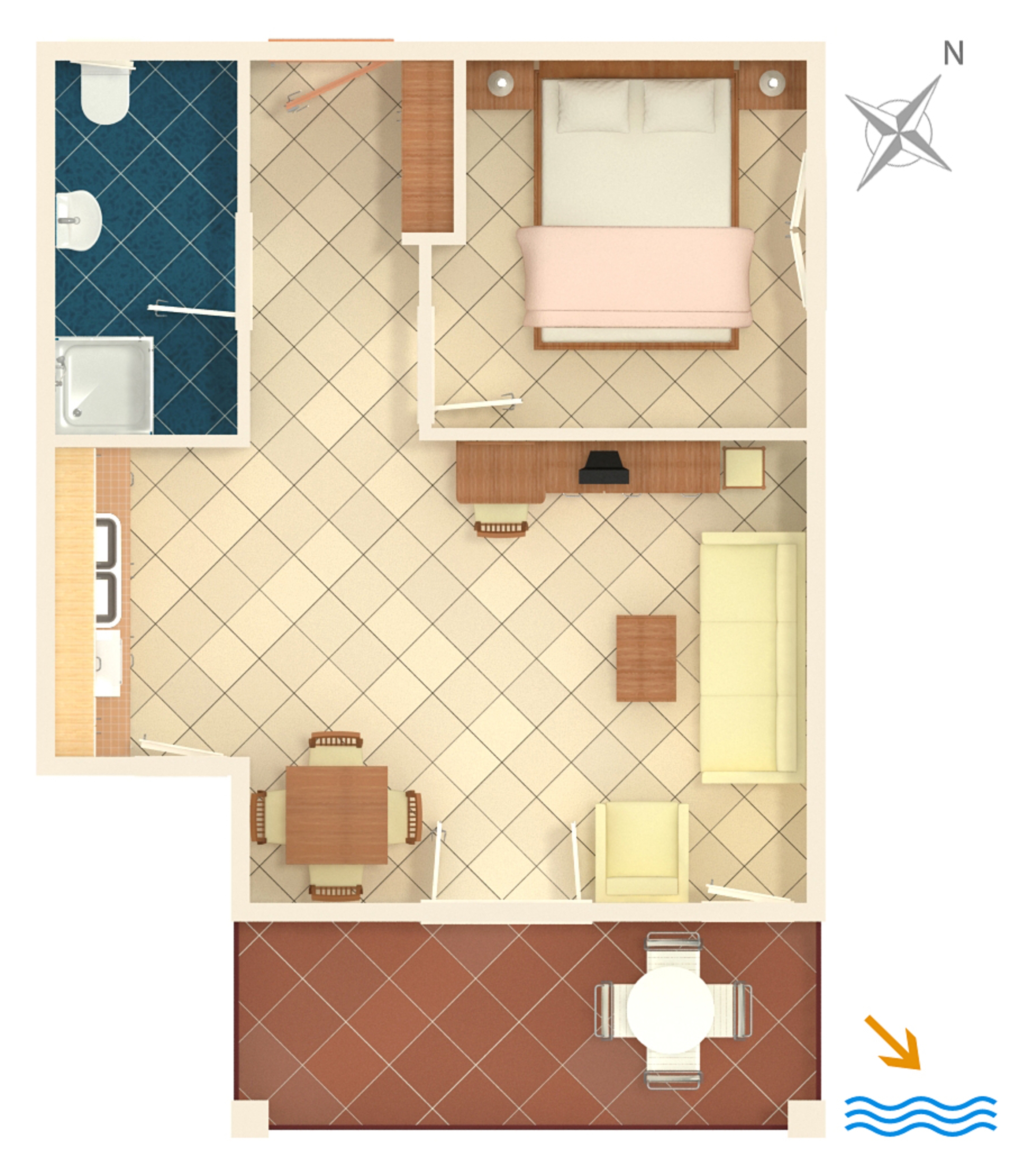 One bedroom apartment near beach Rogoznica  A-c