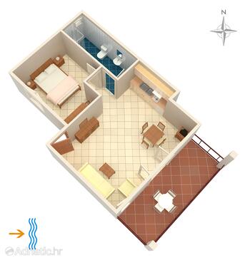 Plan Rogoznica, Plan in the apartment, dopusteni kucni ljubimci i WIFI.