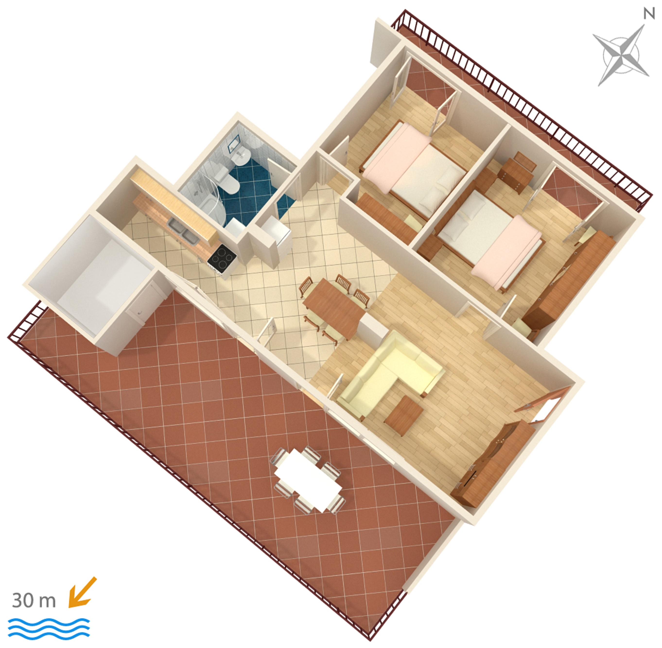 Two bedroom apartment near beach Igrane, Makarska  A-a