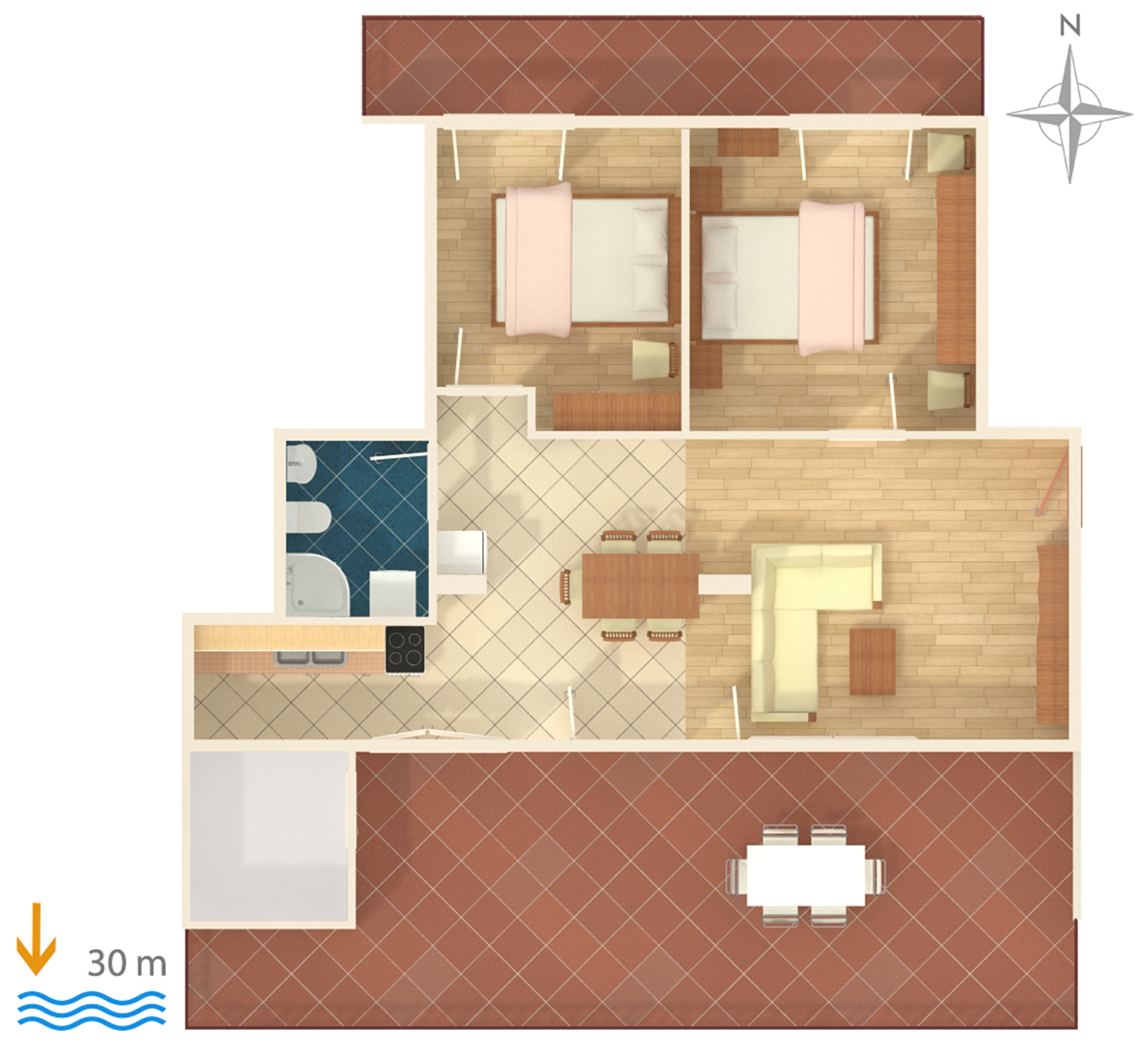 Two bedroom apartment near beach Igrane, Makarska  A-a
