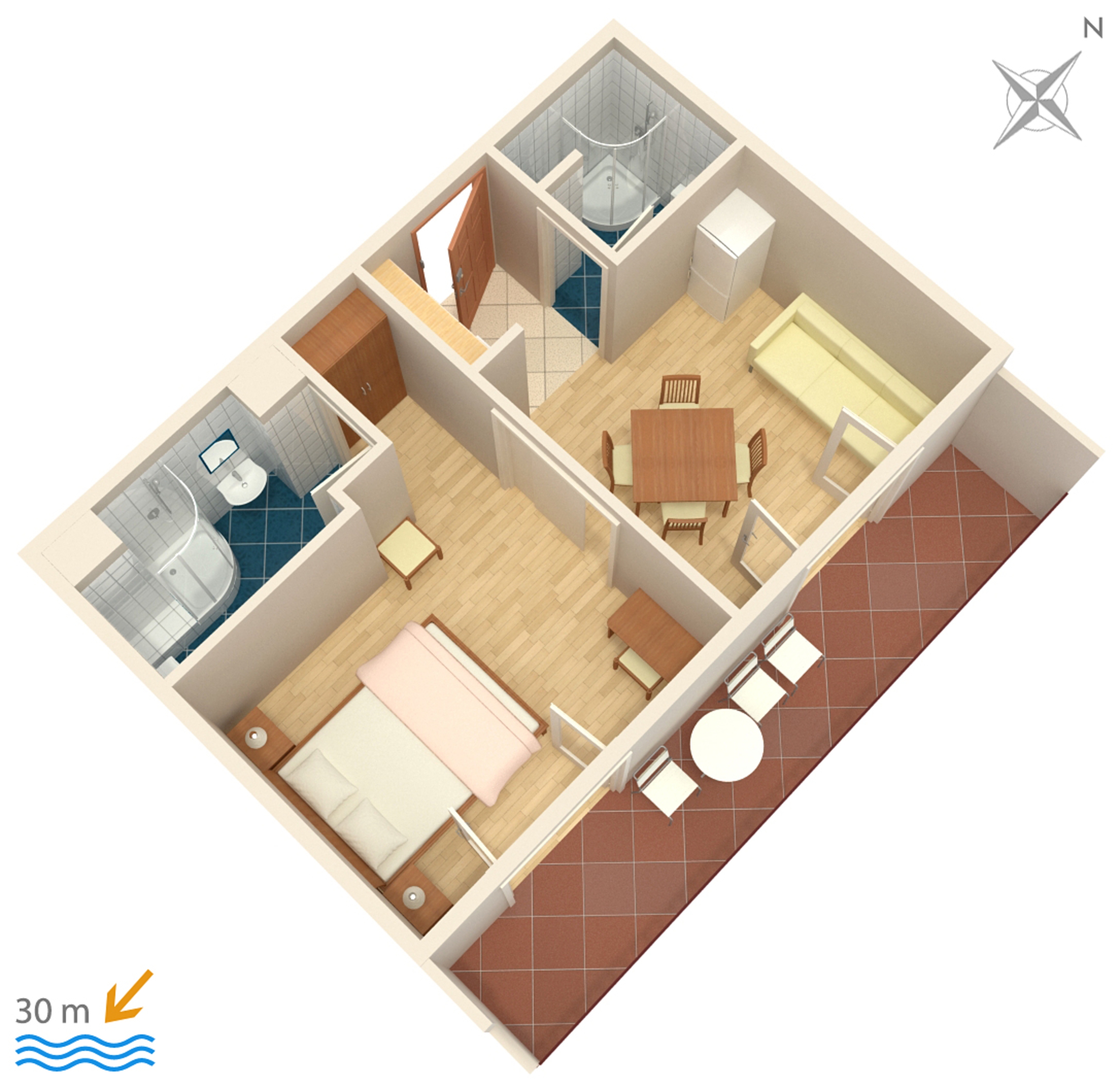 One bedroom apartment near beach Igrane, Makarska  A-b