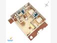 Podaca, plattegrond in the apartment, WiFi.